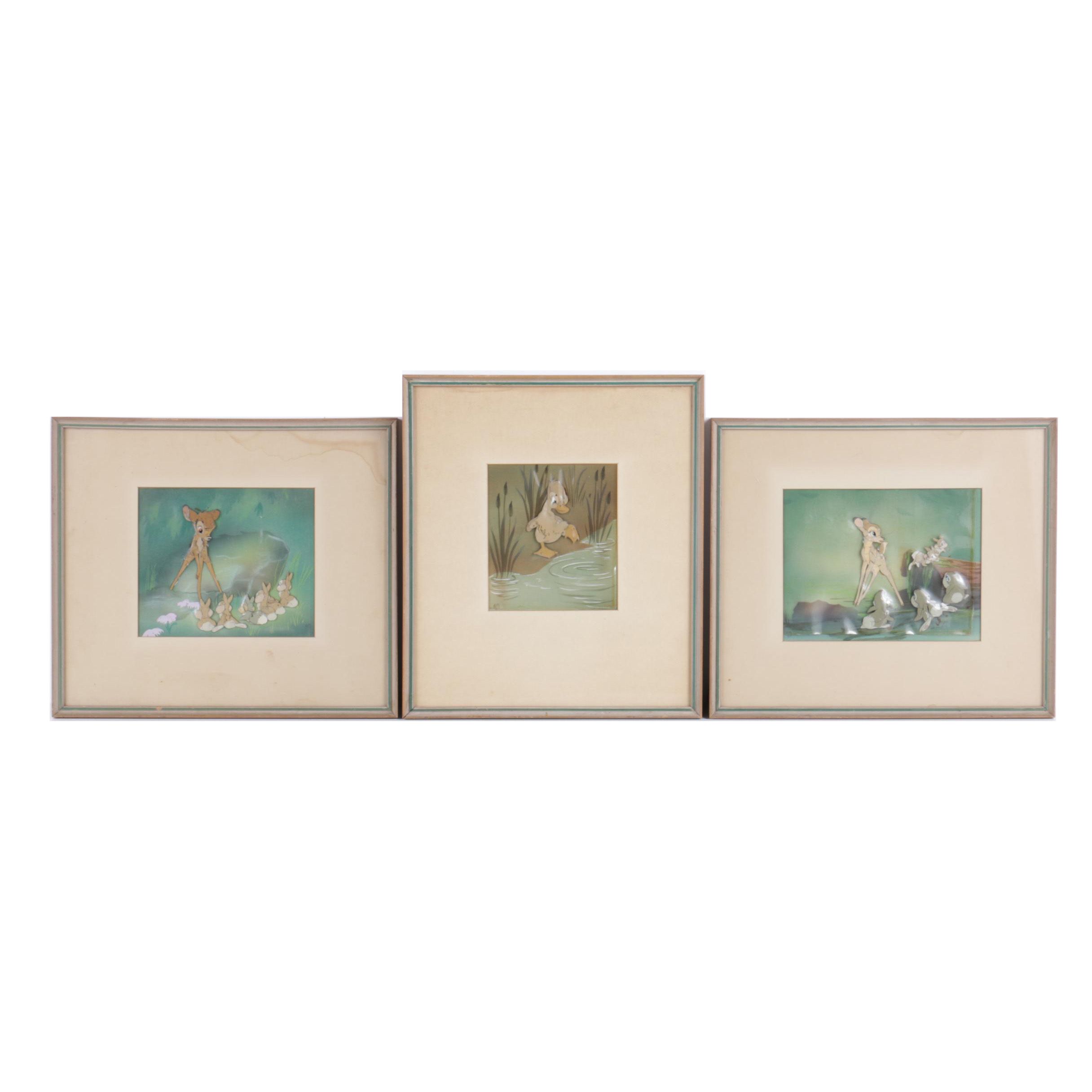 Original 1941 Mixed Media Animation Cels from Walt Disney's "Bambi"
