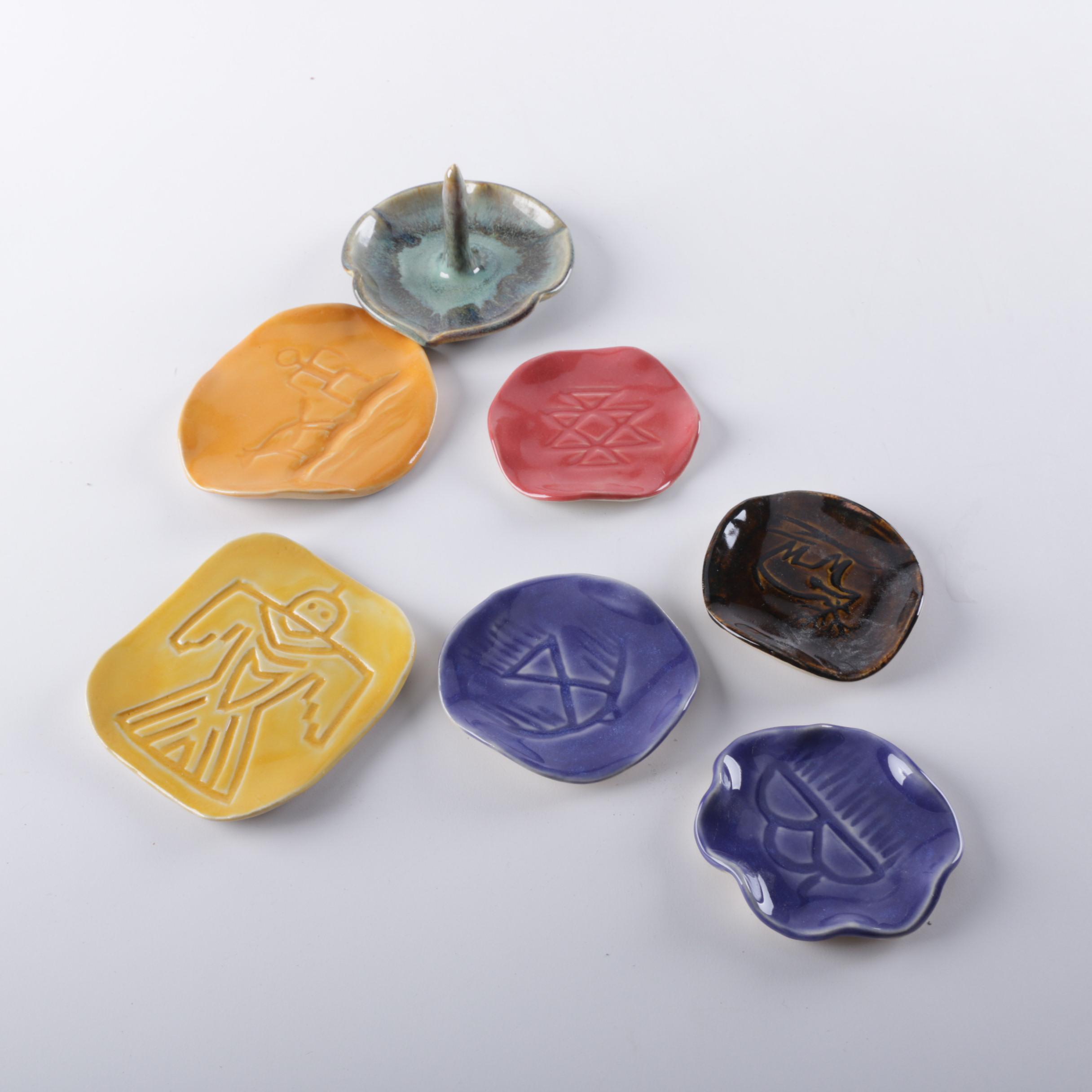 Seven Pieces of  Earthenware Table Decor