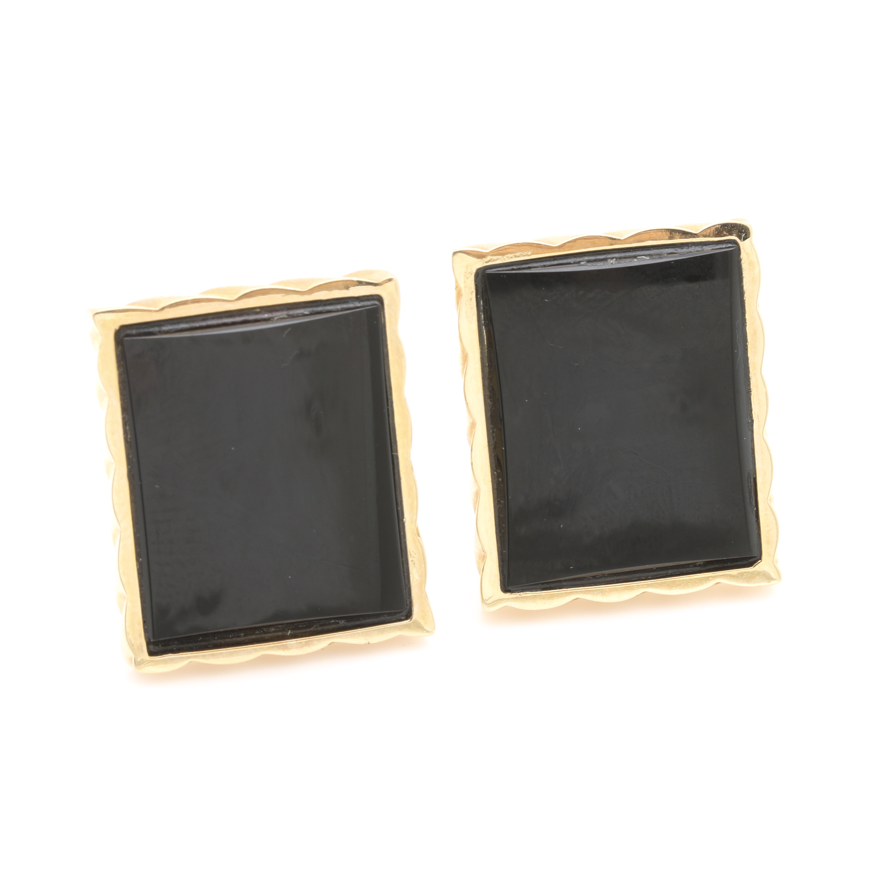 14K Yellow Gold Black Onyx Cufflinks