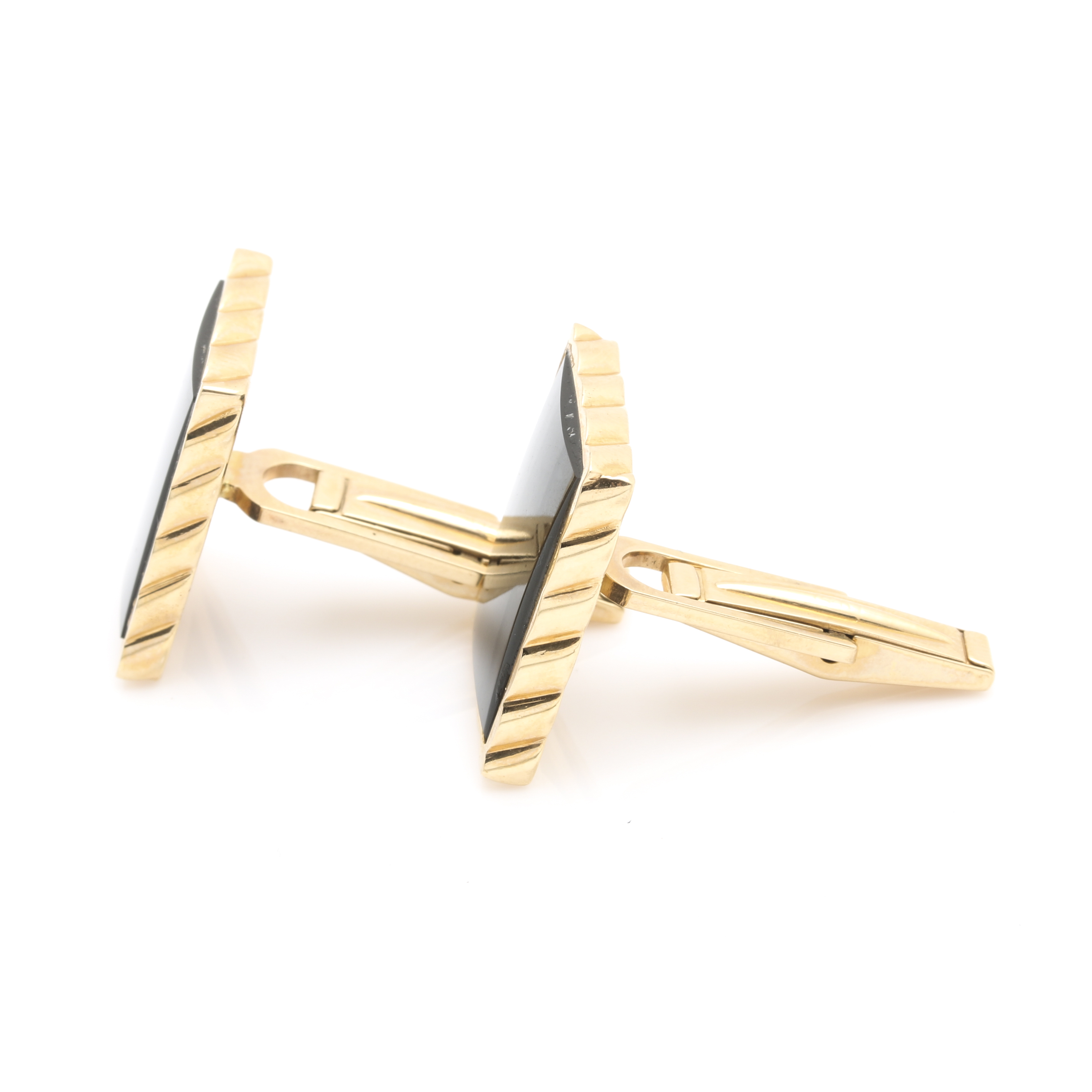 14K Yellow Gold Black Onyx Cufflinks