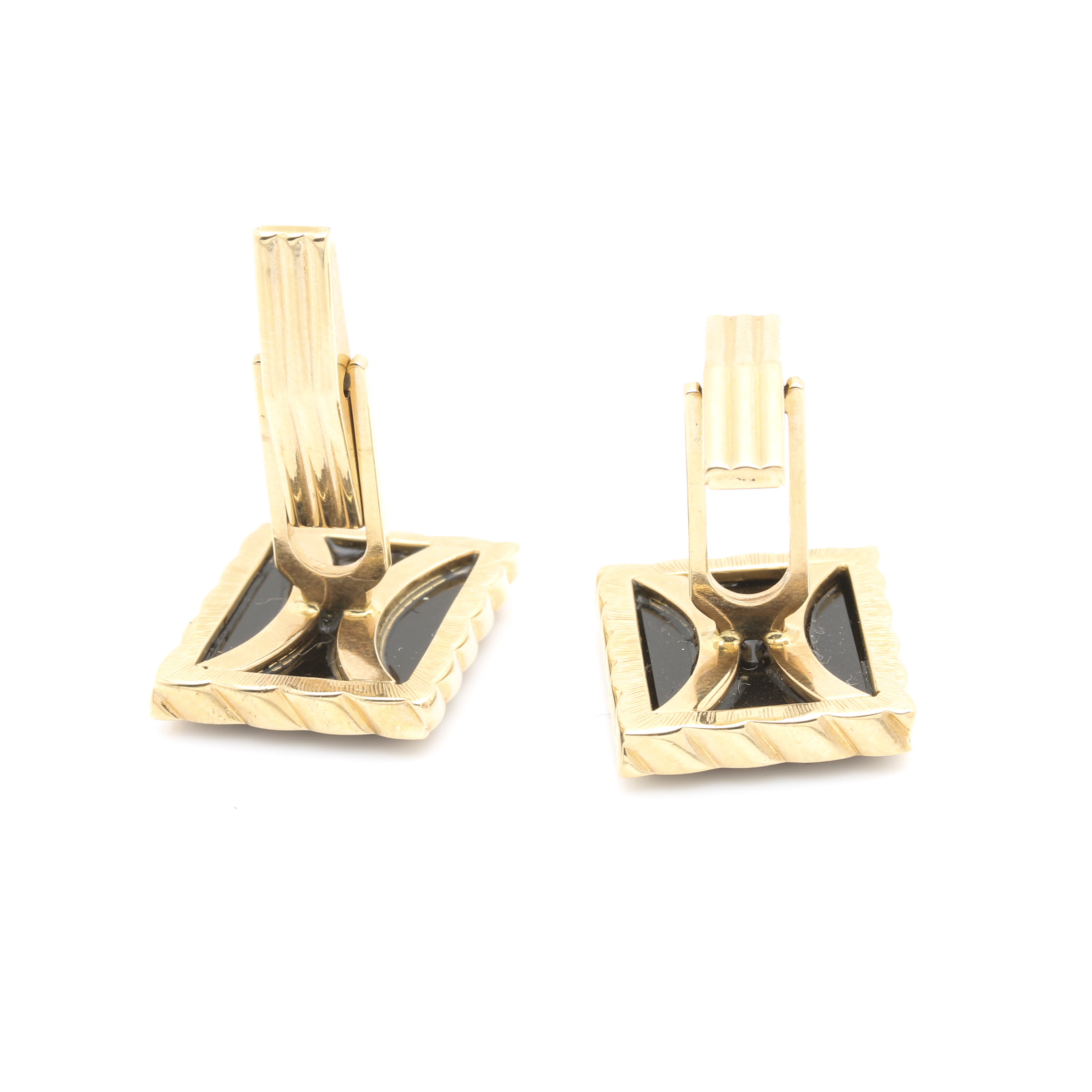 14K Yellow Gold Black Onyx Cufflinks