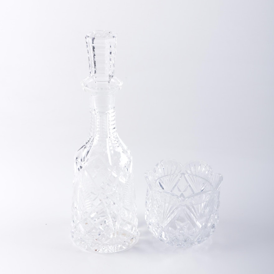 Crystal Dish and Decanter