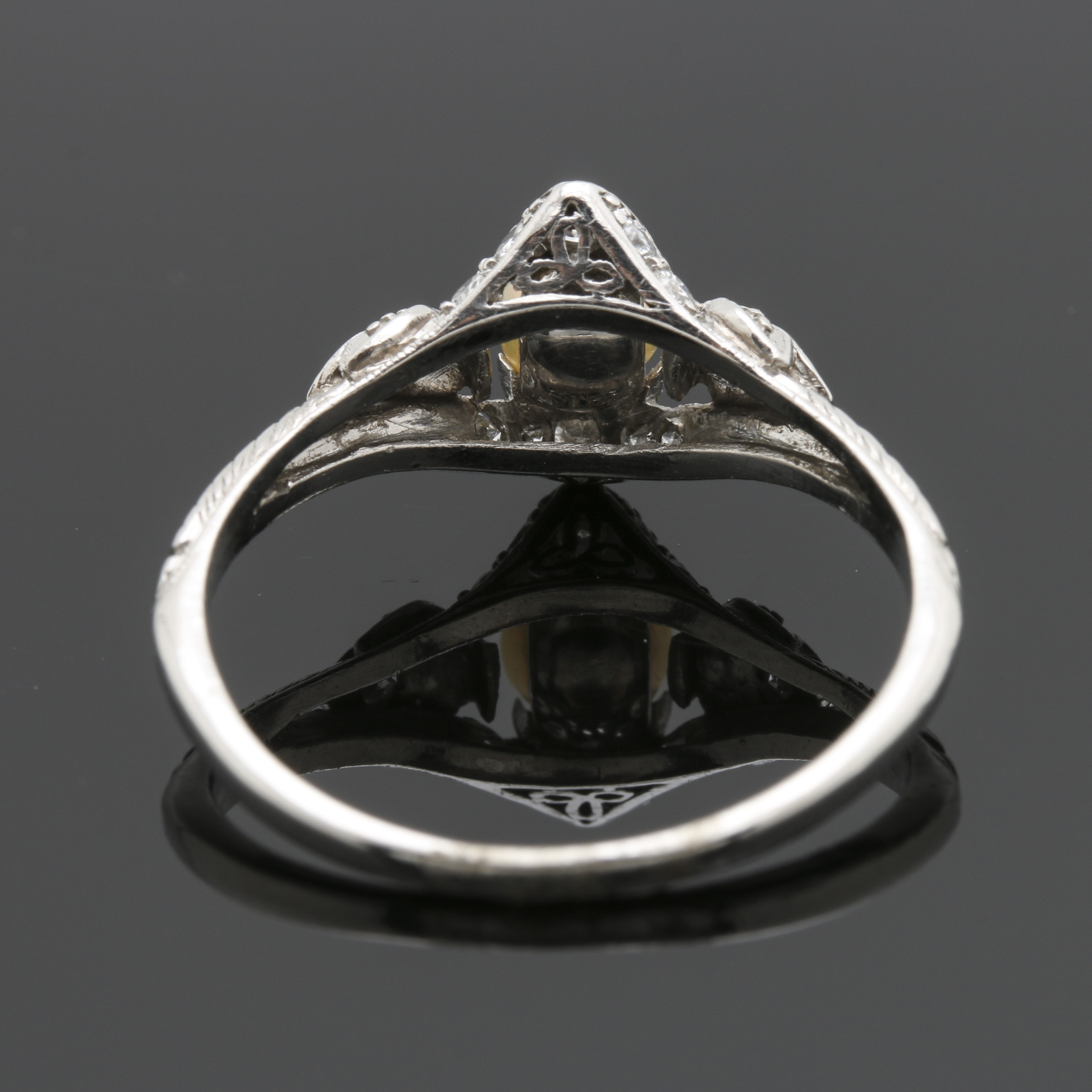 Antique Platinum Pearl and Diamond Ring
