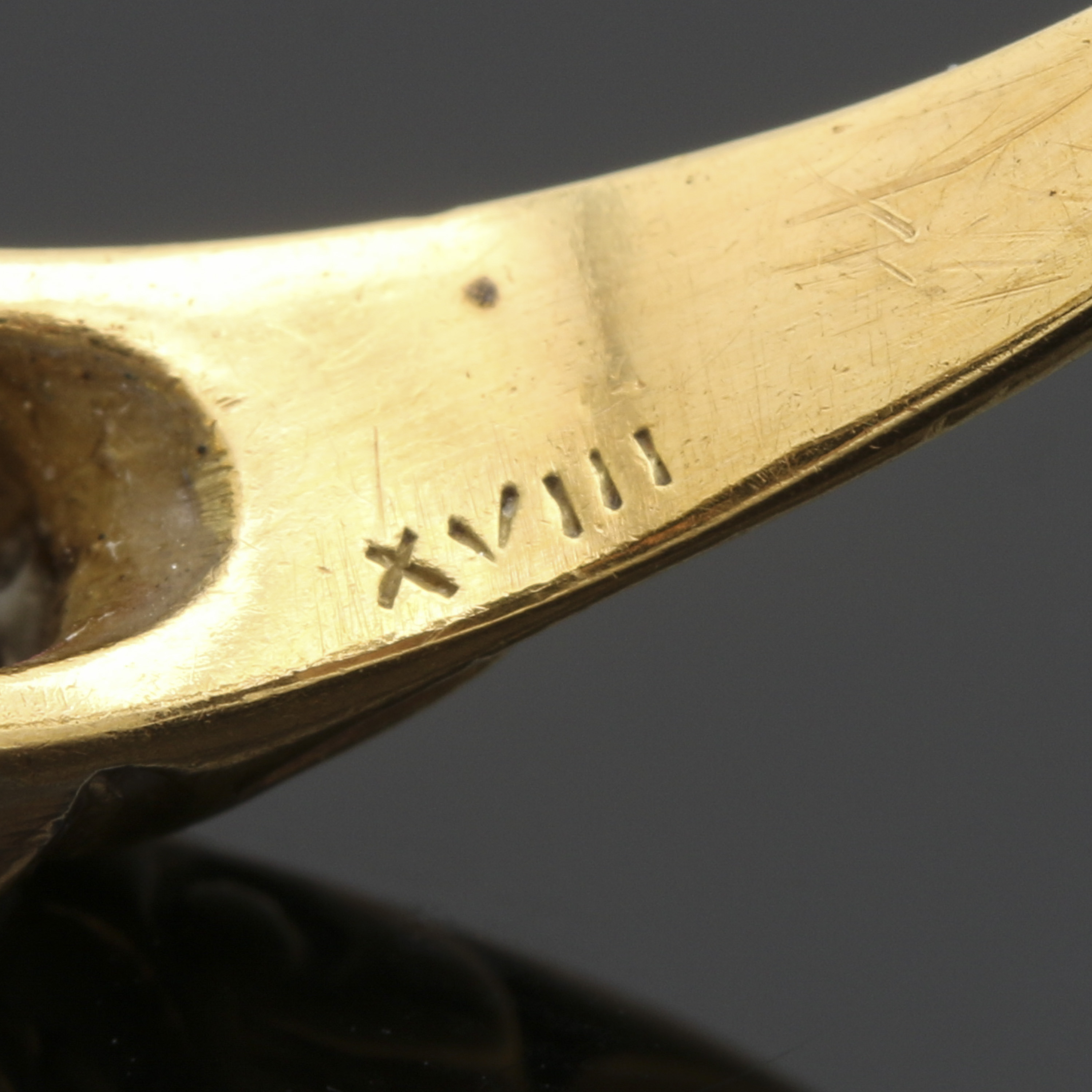 Victorian 18K Yellow Gold Half Pearl and Diamond Ring