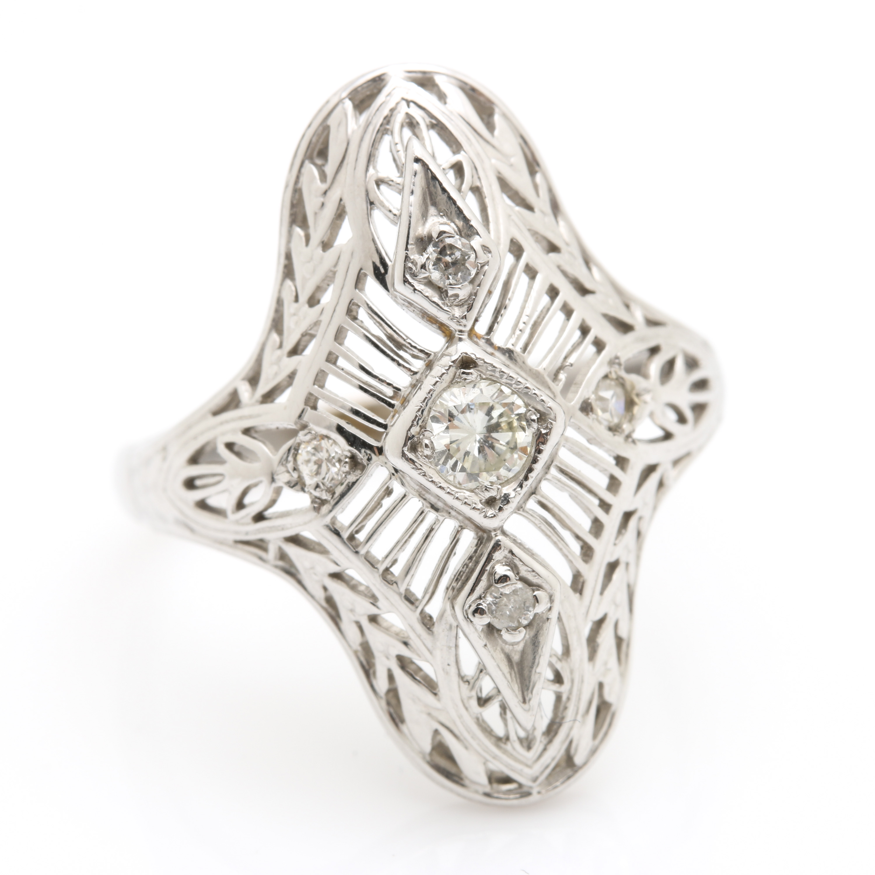14K White Gold Diamond Ring