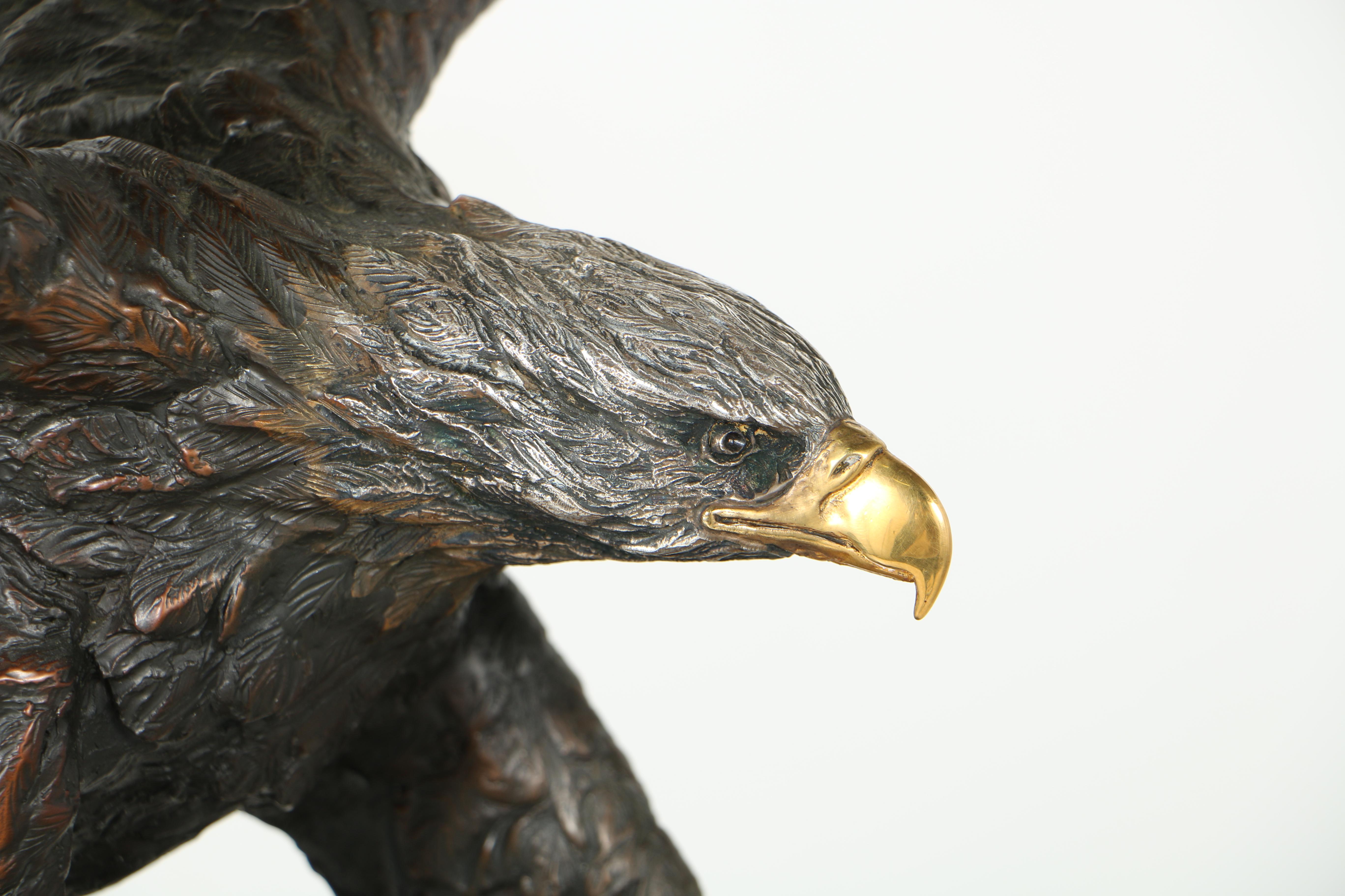 Lorenzo Ghiglieri's "American Bald Eagle" Bronze, Silver and Gold Sculpture