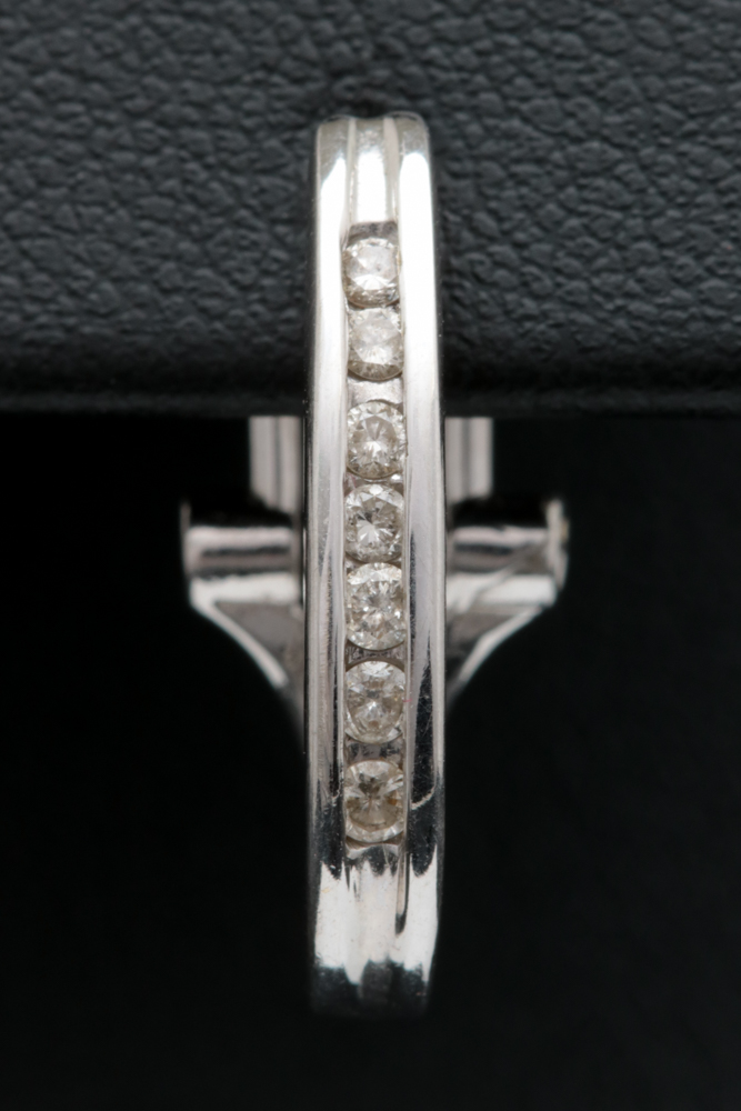 14K White Gold and Diamond Drop Earrings