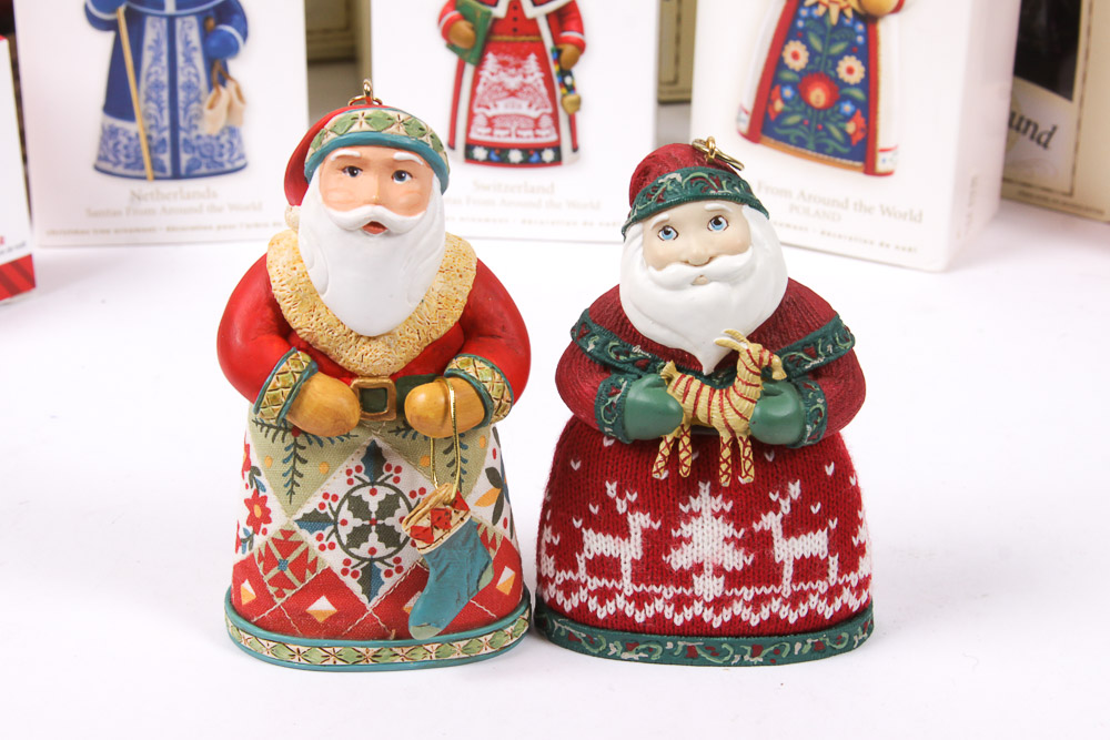 Hallmark Holiday Wreath and "Santas Around the World" Ornaments