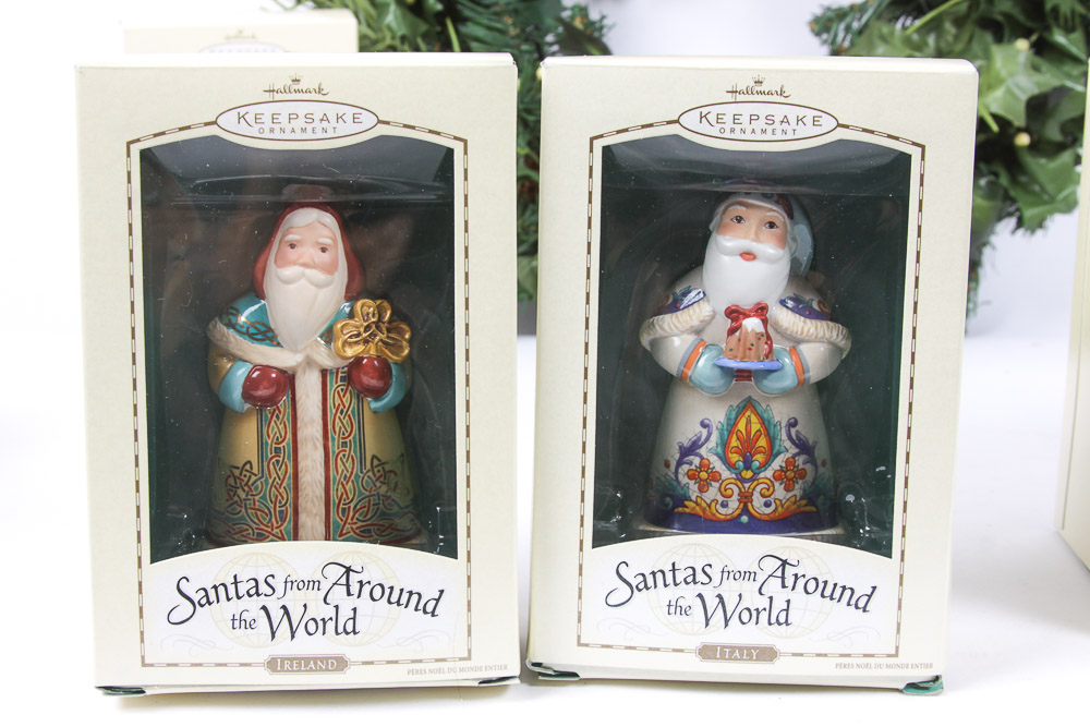 Hallmark Holiday Wreath and "Santas Around the World" Ornaments
