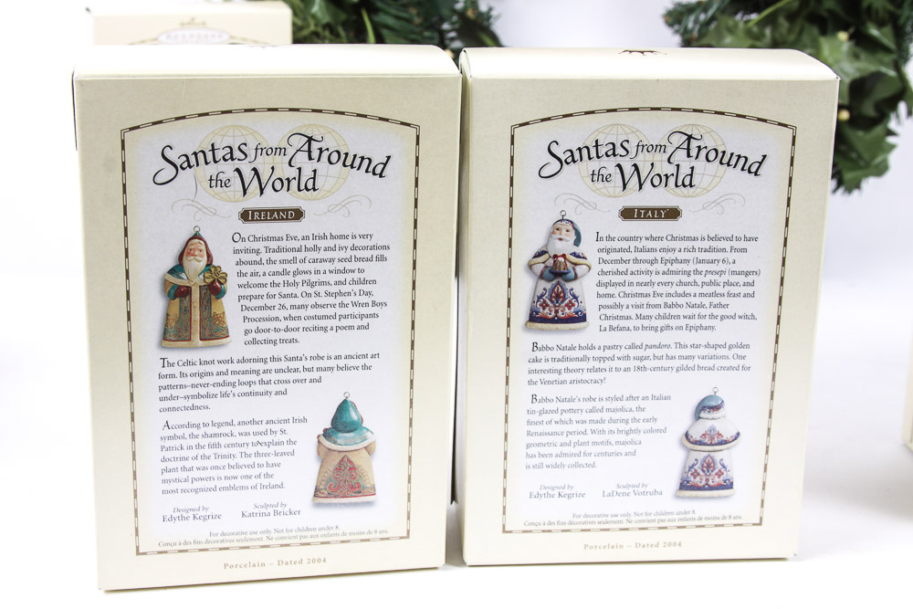 Hallmark Holiday Wreath and "Santas Around the World" Ornaments