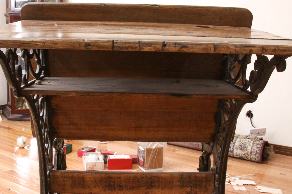 Vintage Wood and Cast Iron School House Desk