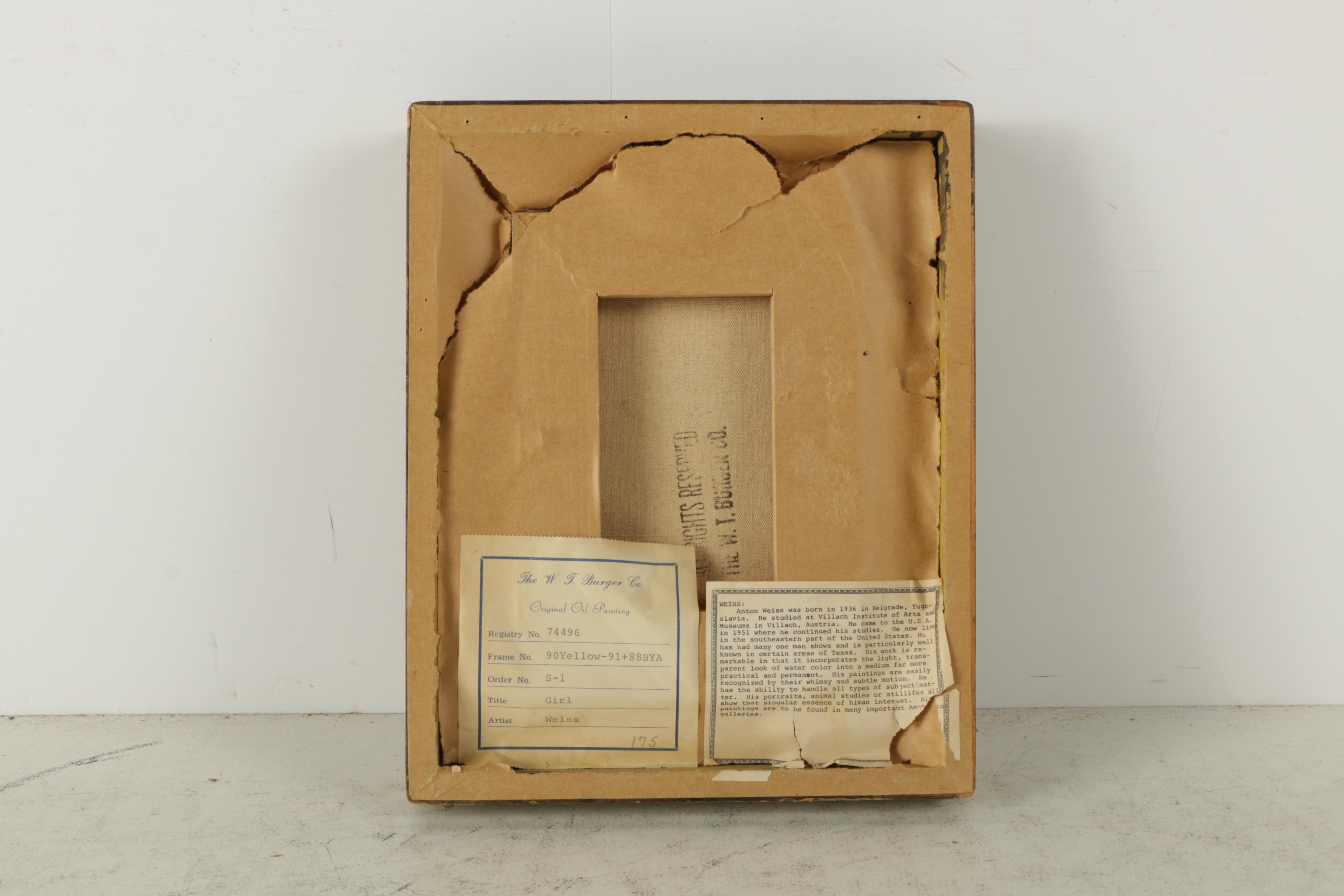 Anton Weiss 1969 Oil Painting on Canvas of Girl in Tutu Holding Balloons