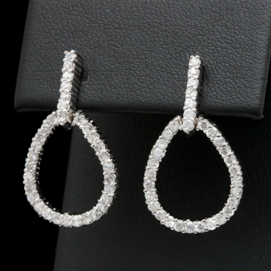 Sterling Silver and Cubic Zirconia Drop Earrings