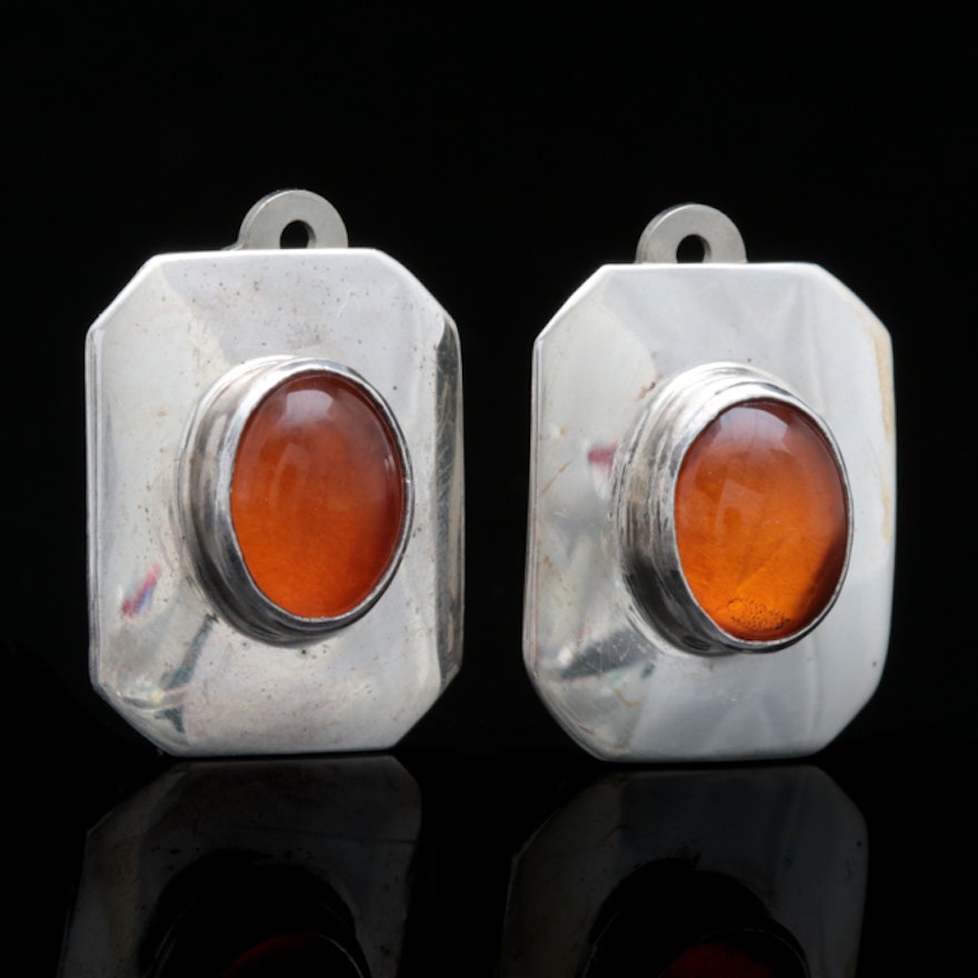 Sterling Silver and Citrine Clip On Earrings