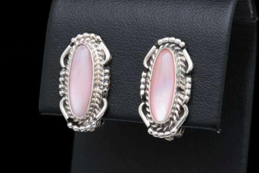 Sterling Silver and Pink Mother of Pearl Earrings