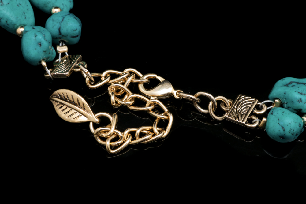 Double Strand Faux Turquoise Fashion Necklace