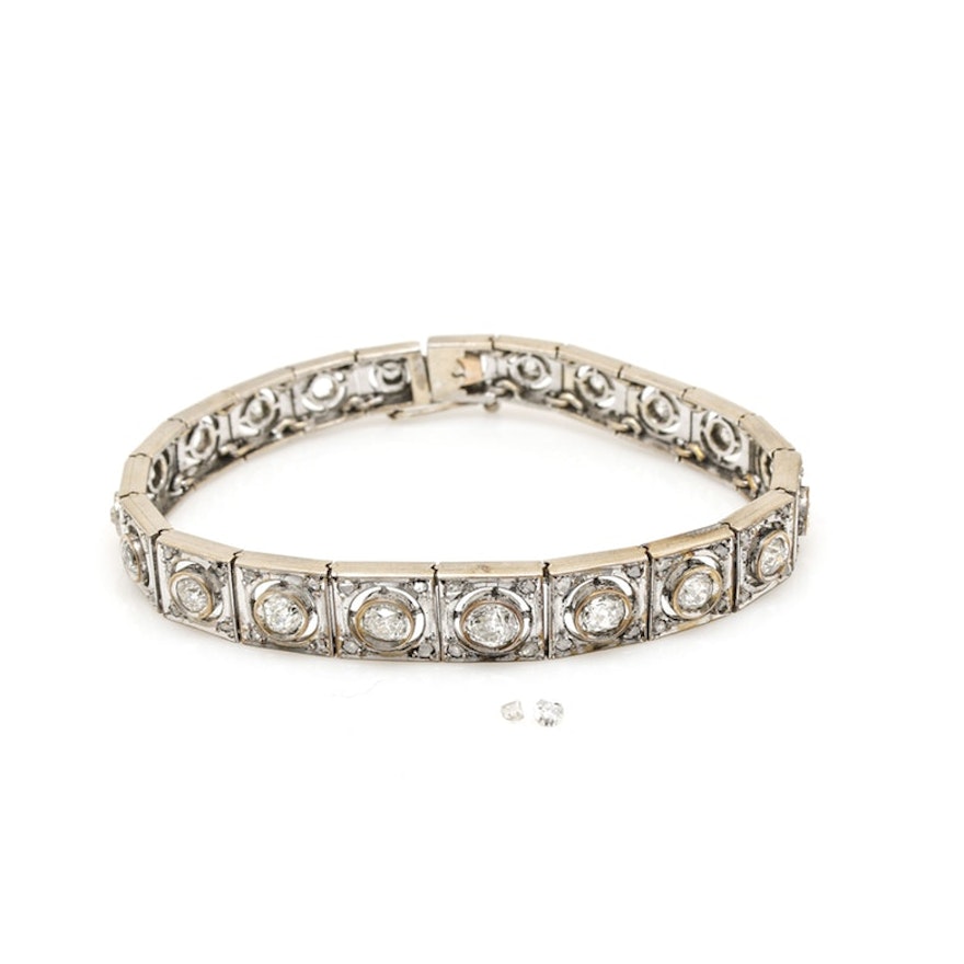 Sterling Silver 3.33 CTW Diamond Graduated Bracelet