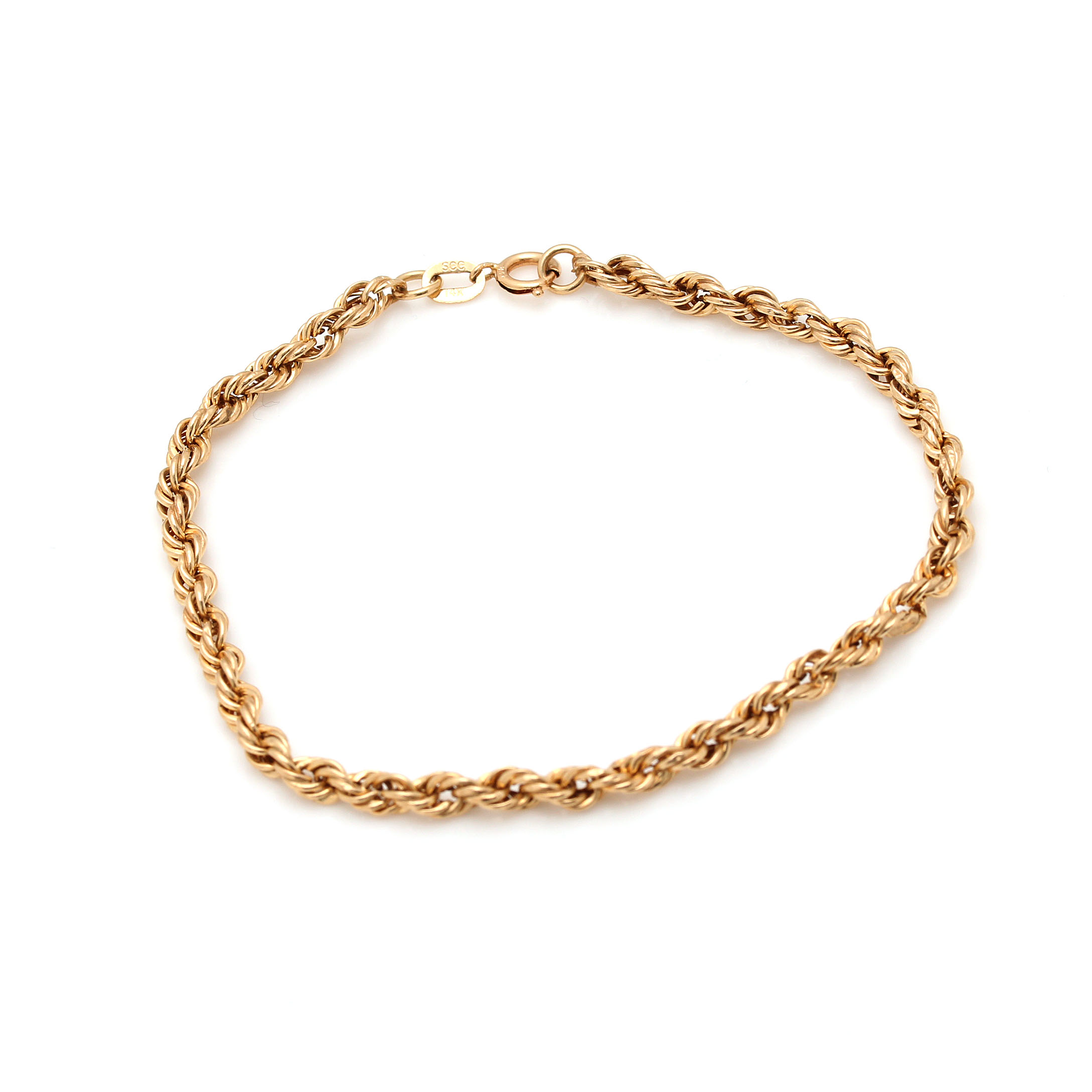 14K Yellow Gold Rope Chain Bracelet