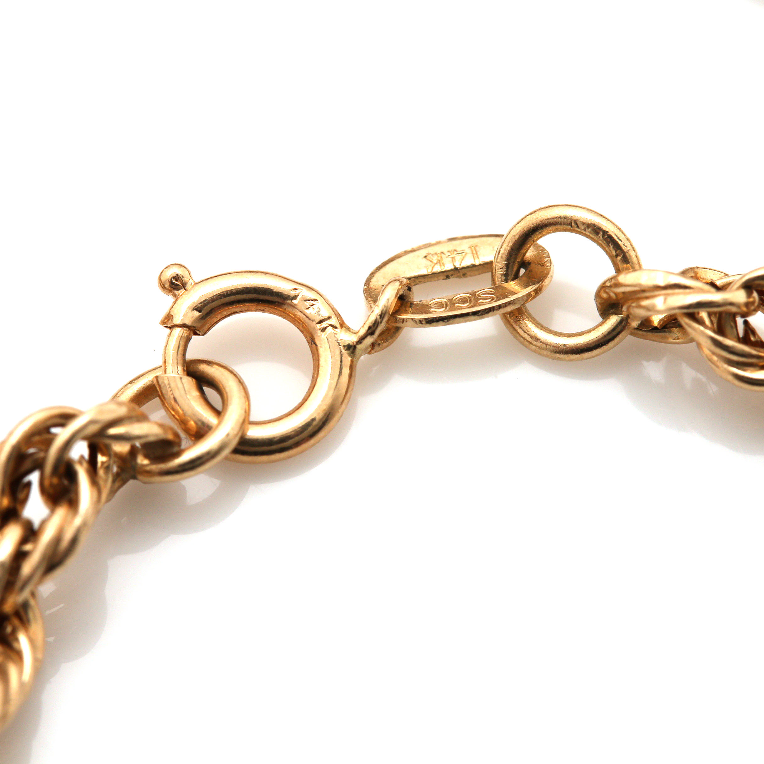 14K Yellow Gold Rope Chain Bracelet