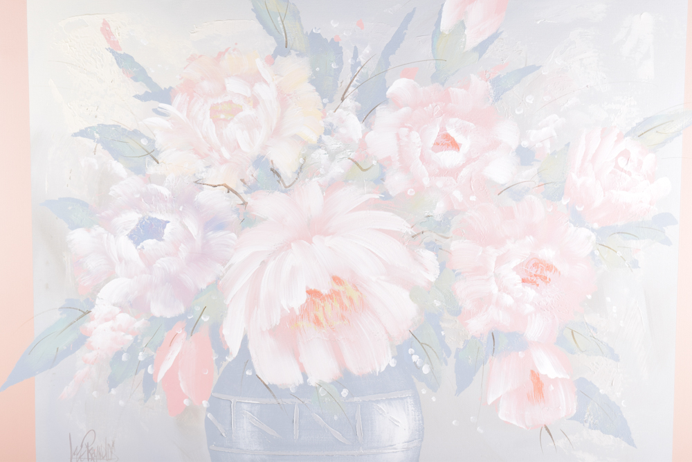 Signed Lee Reynolds Oil Painting on Canvas of of Floral Still Life