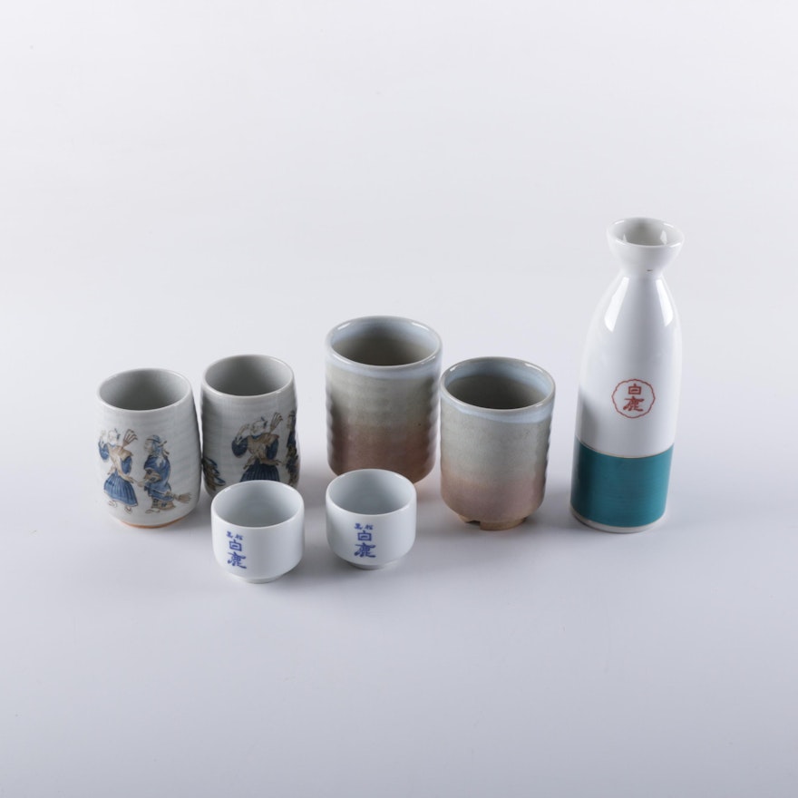 Porcelain and Earthenware Sake Set