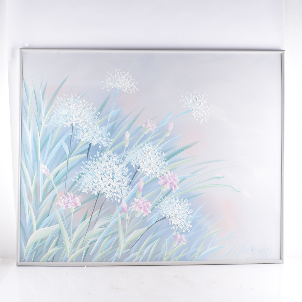 Lee Reynolds Oil Painting of Pastel Flowers