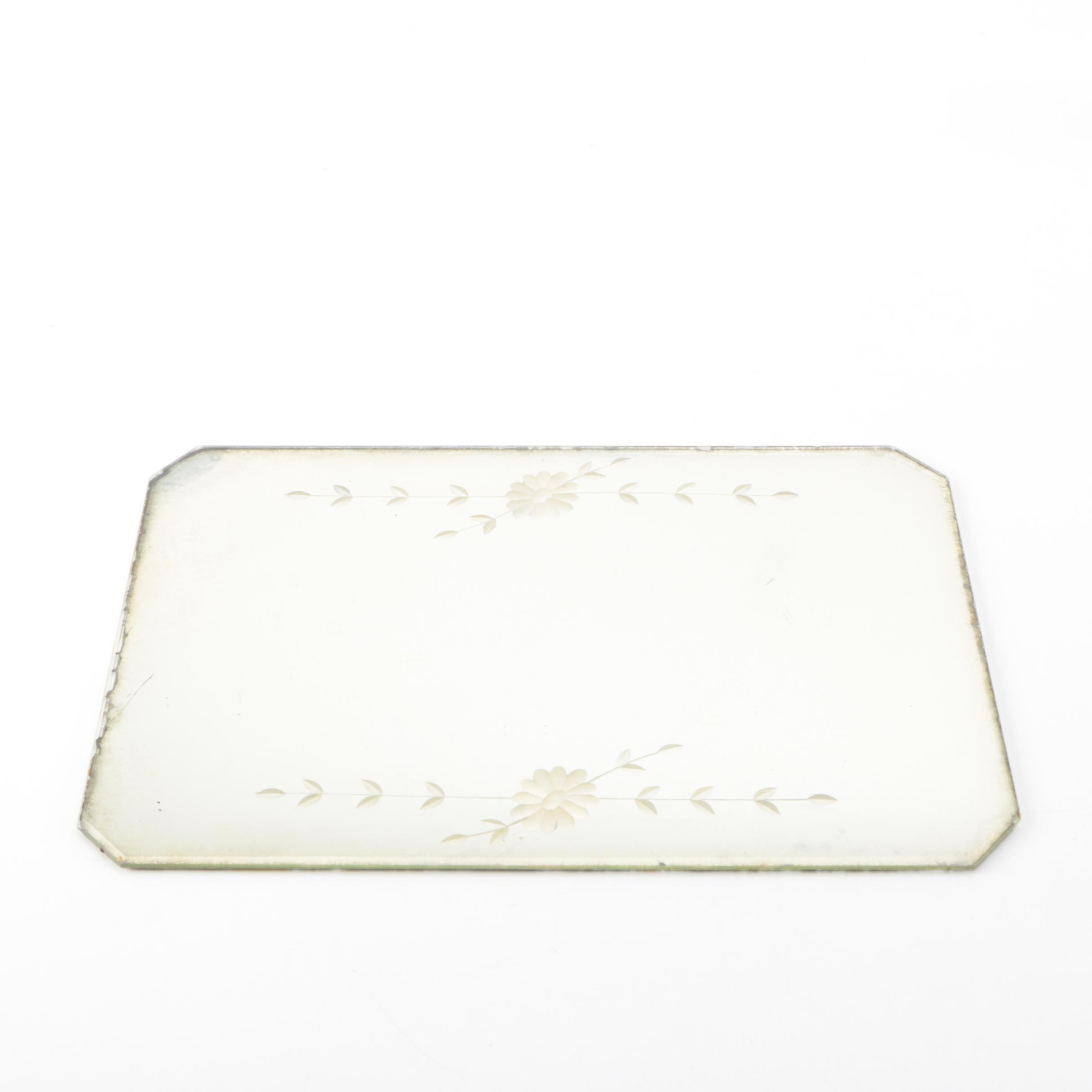 Floral Mirrored Vanity Tray