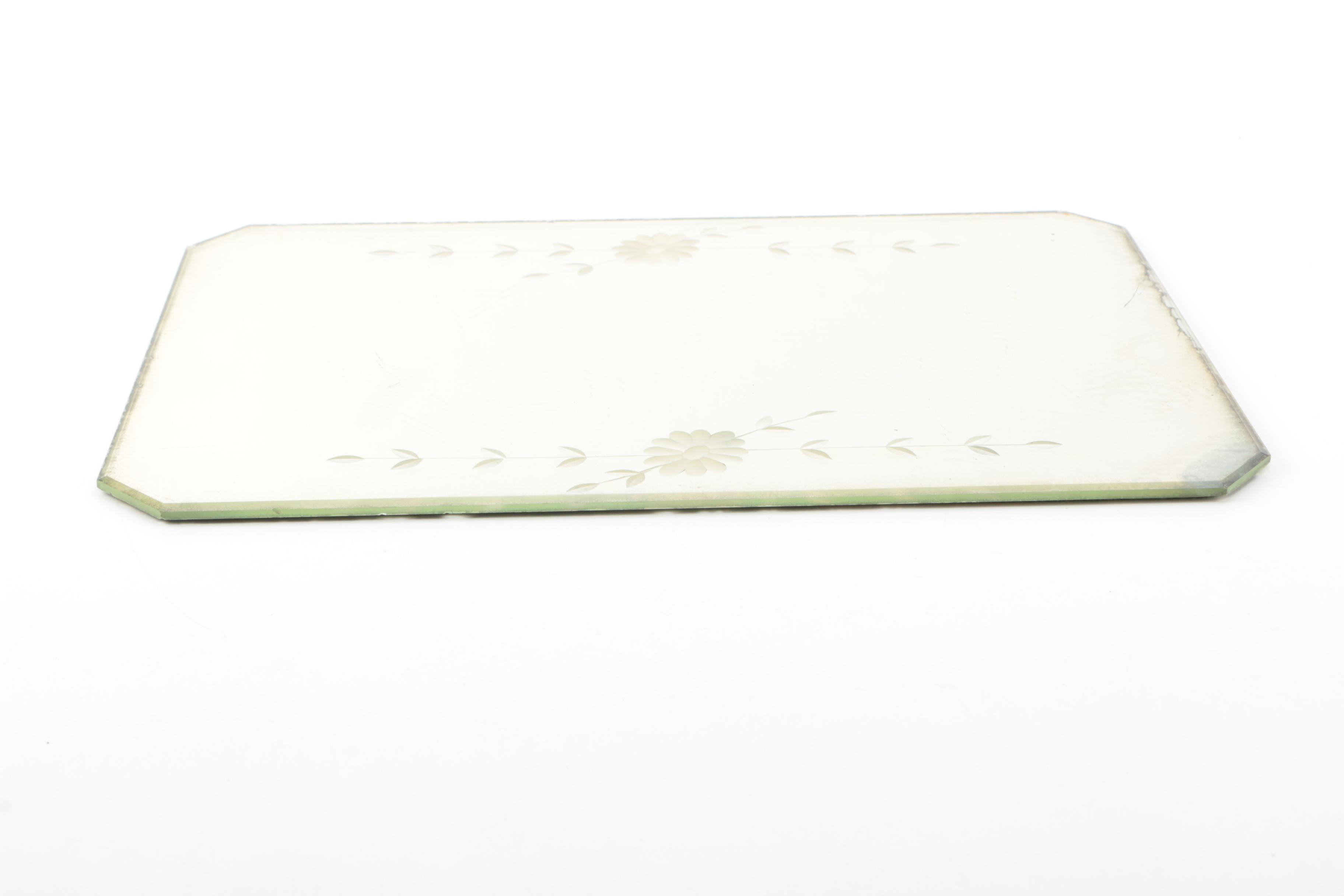 Floral Mirrored Vanity Tray