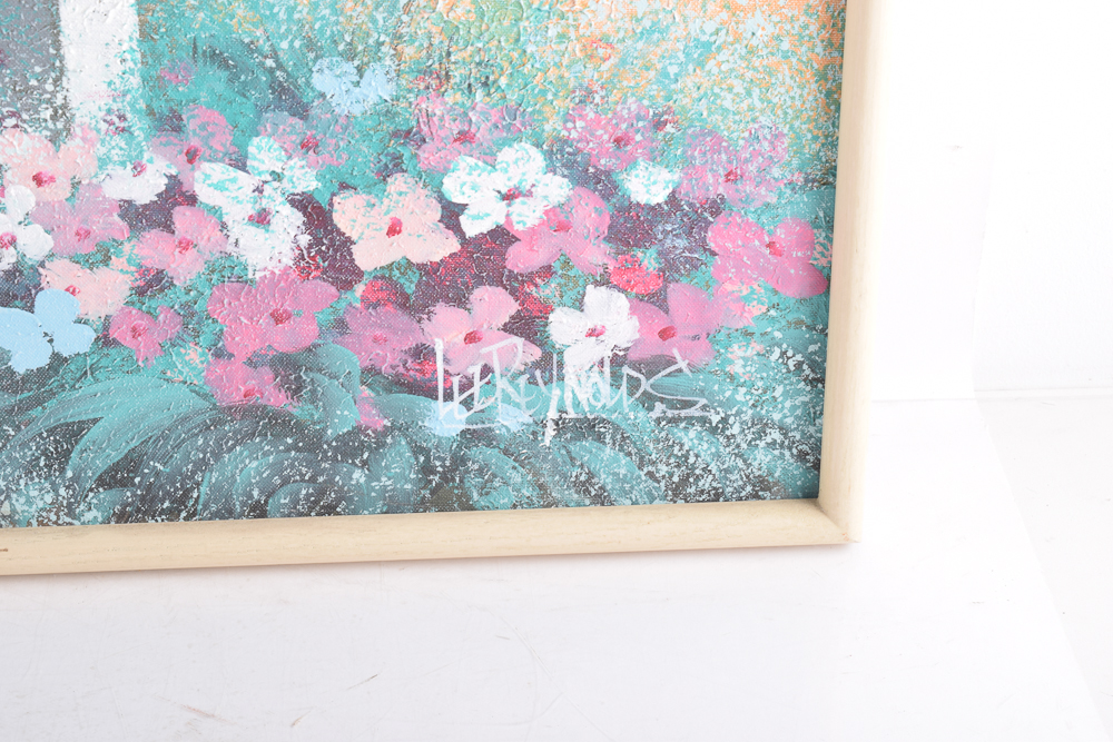 Lee Reynolds Acrylic Painting of a Garden