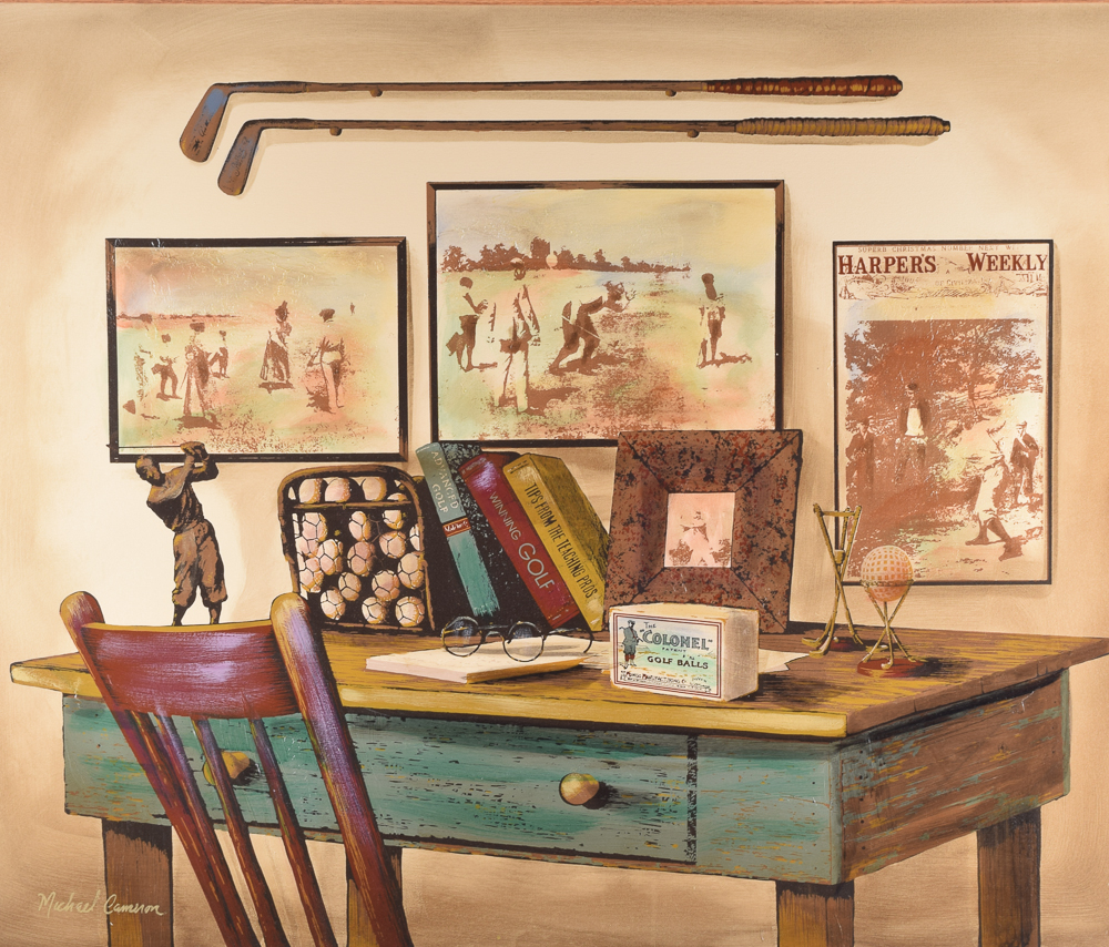 Michael Cameron Oil Painting on Canvas of an Interior Scene