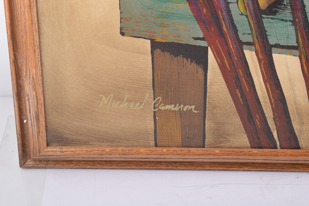 Michael Cameron Oil Painting on Canvas of an Interior Scene