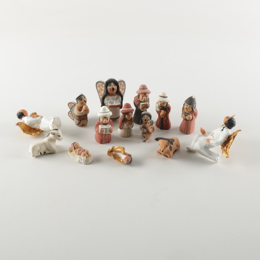Peruvian Nativity Figurines by Tesoros and Pottery Angels by Cindy Fragua