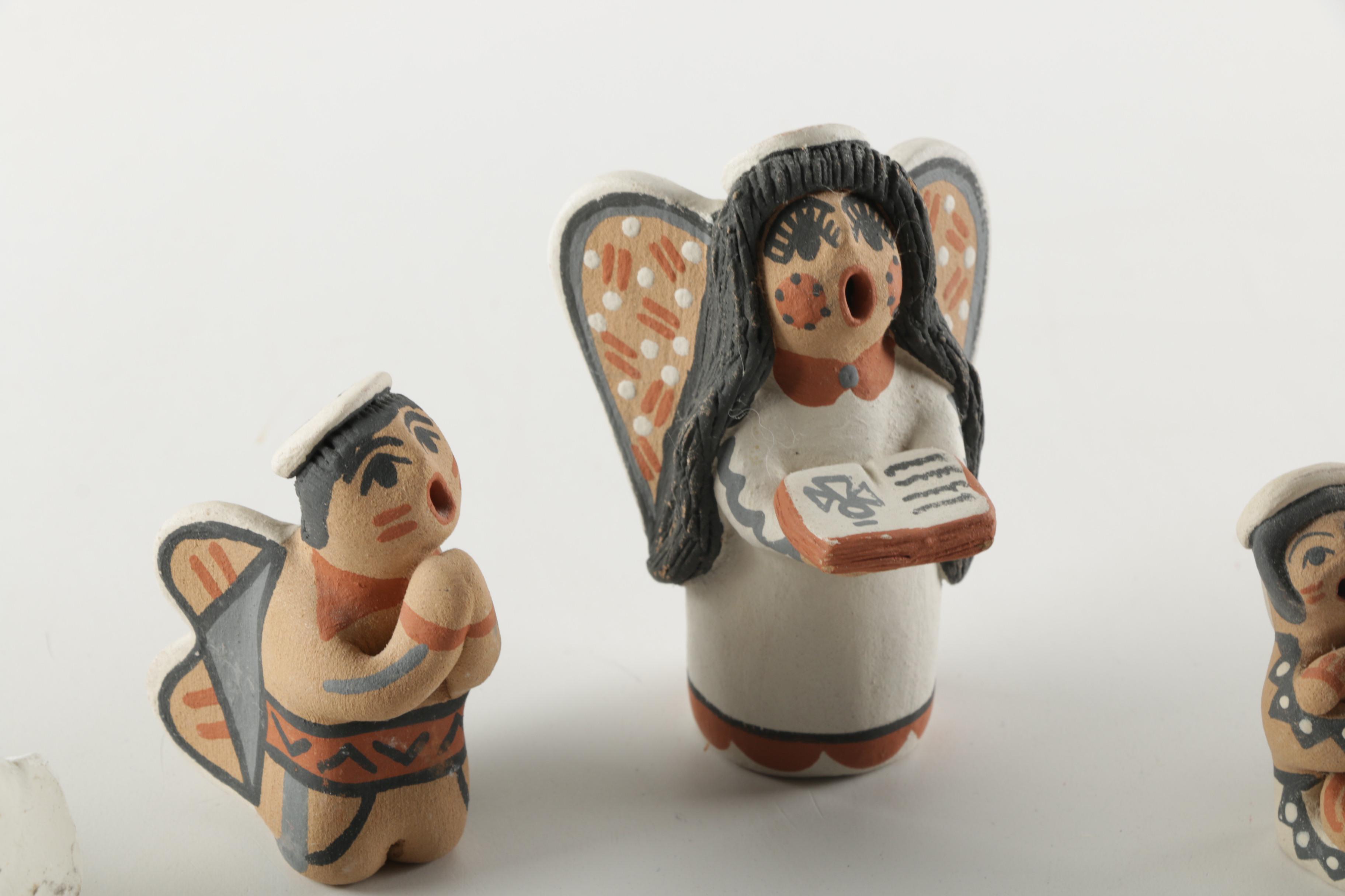Peruvian Nativity Figurines by Tesoros and Pottery Angels by Cindy Fragua
