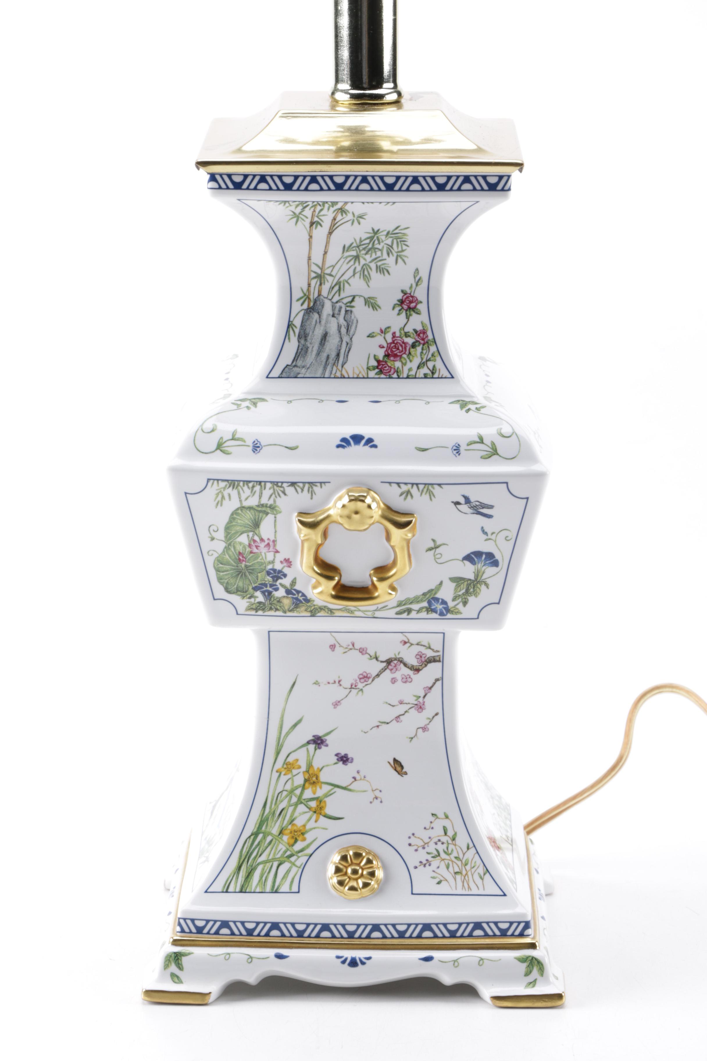 The Franklin Mint Asian Inspired Porcelain Table Lamp