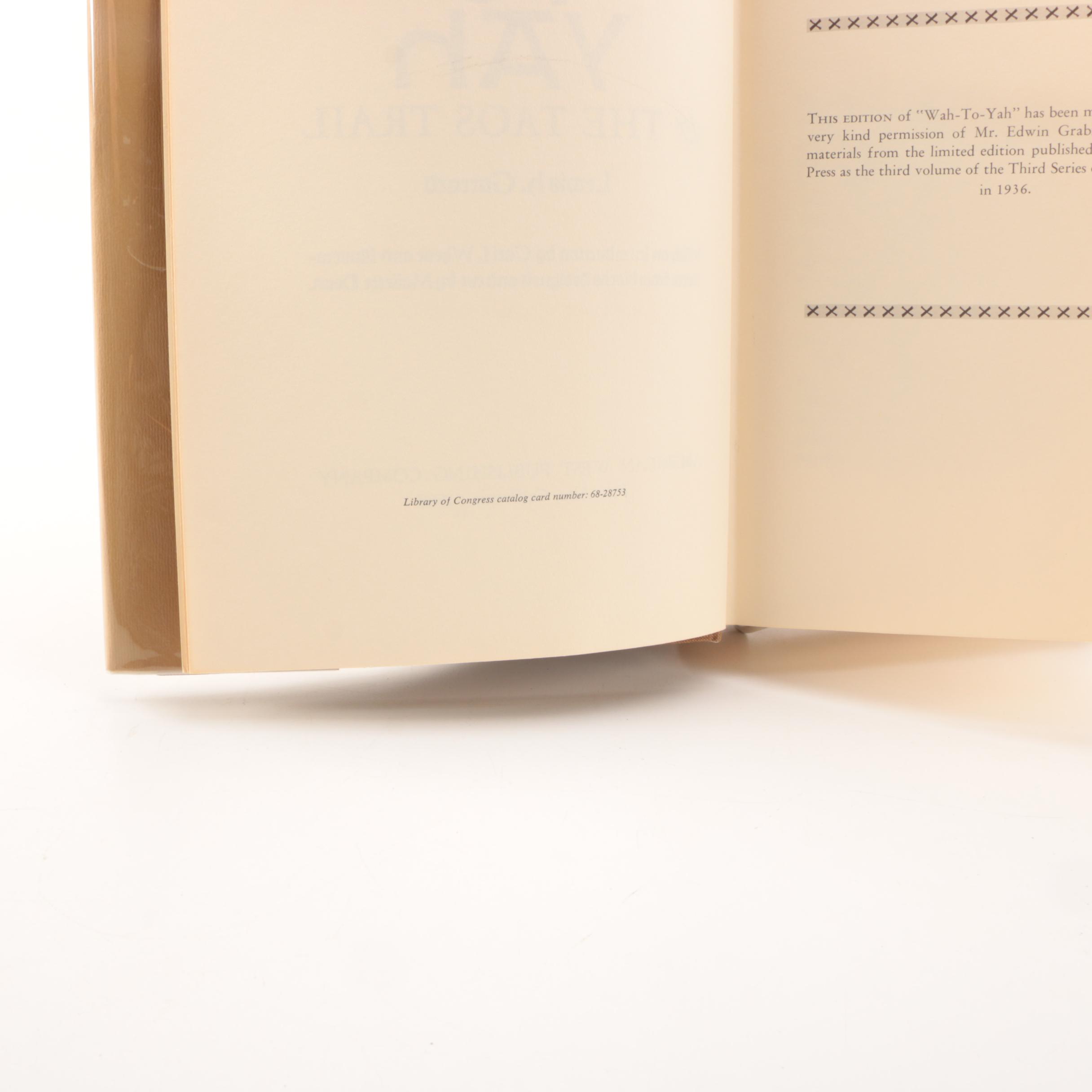 1968 "Wah-To-Yah: The Taos Trail" by Lewis H. Garrard