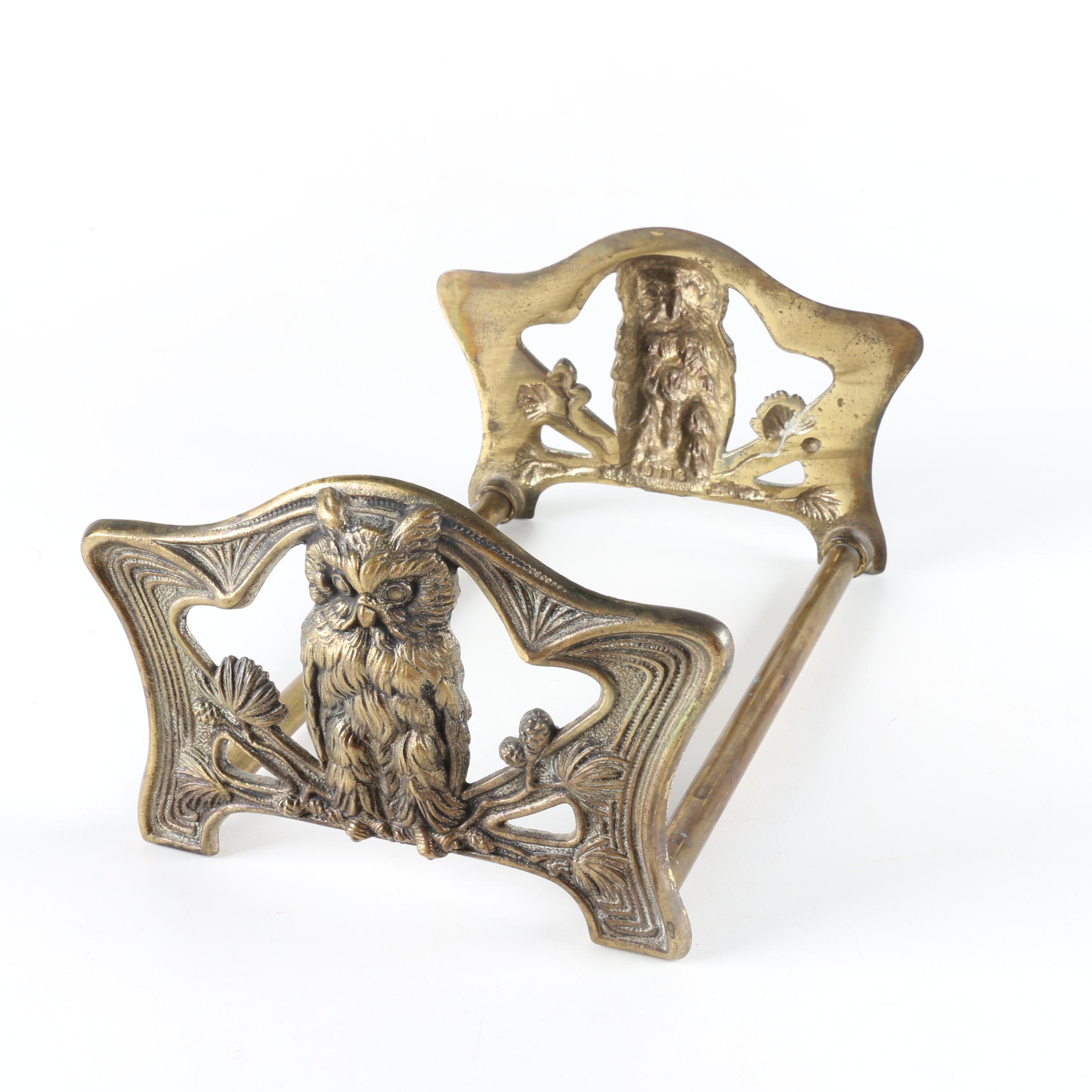 Art Nouveau Judd Brass Owl Telescoping Bookends
