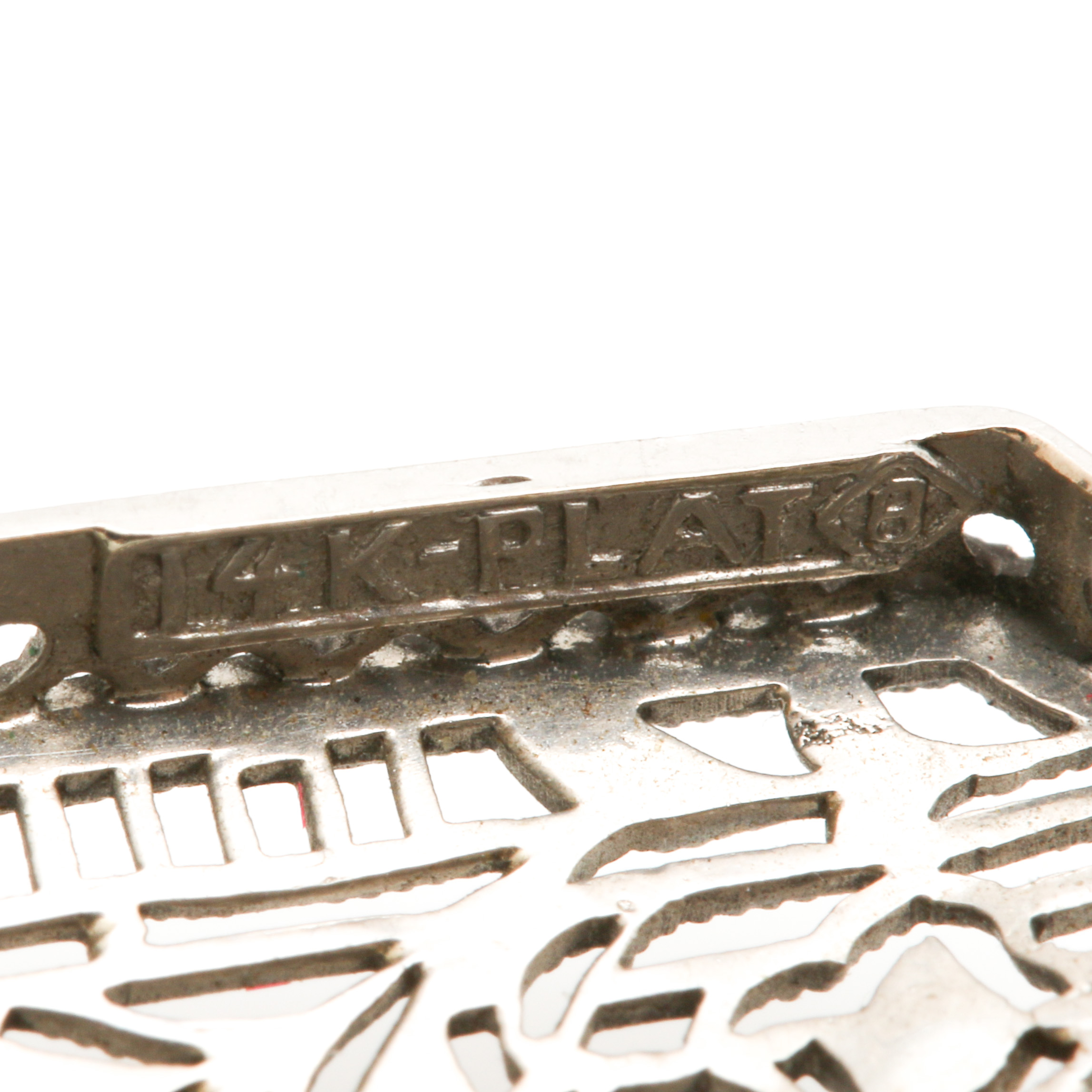 Vintage Platinum Diamond Rectangular Brooch With 14K White Gold Findings