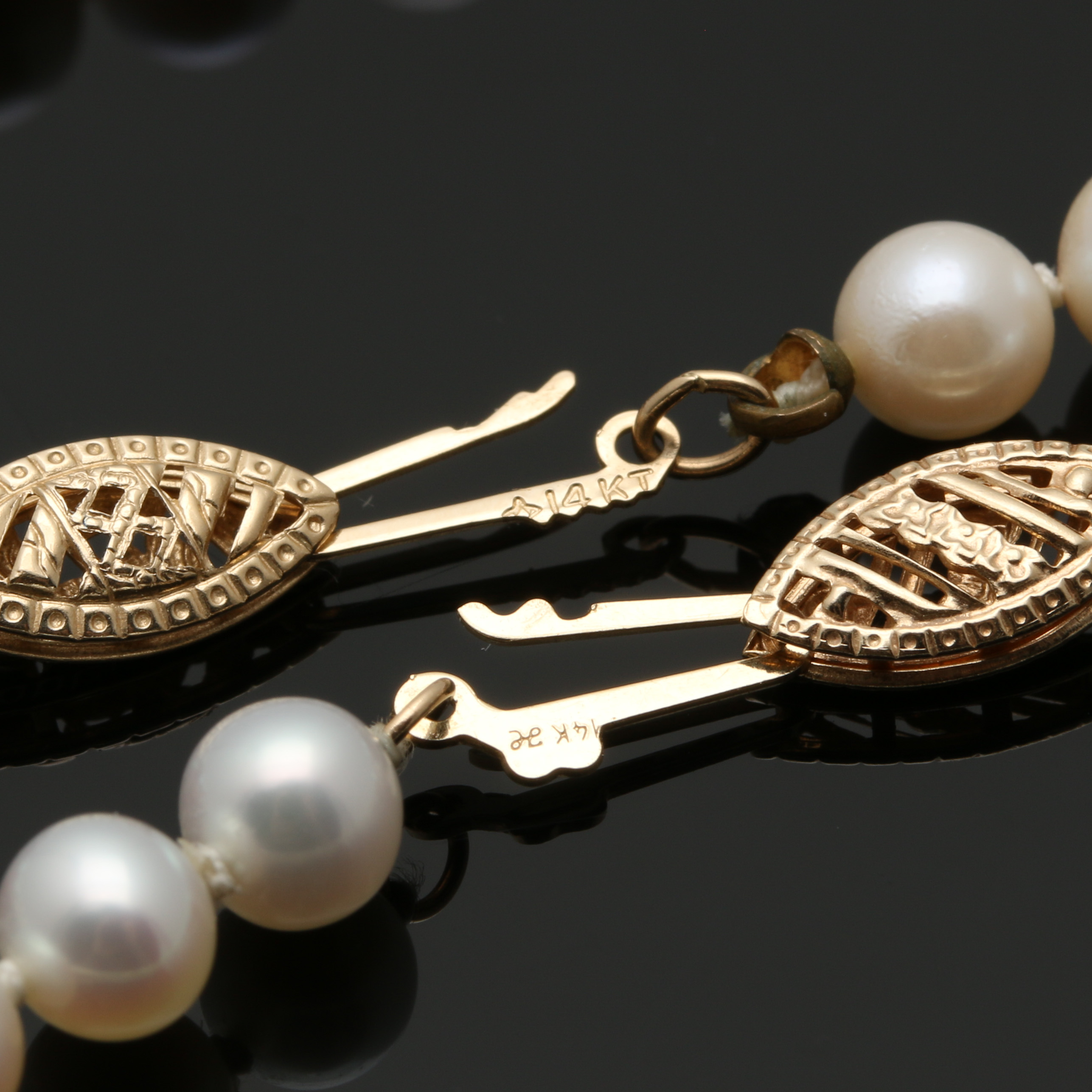 Assortment of Cultured Pearl Necklaces With 14K Yellow Gold Findings