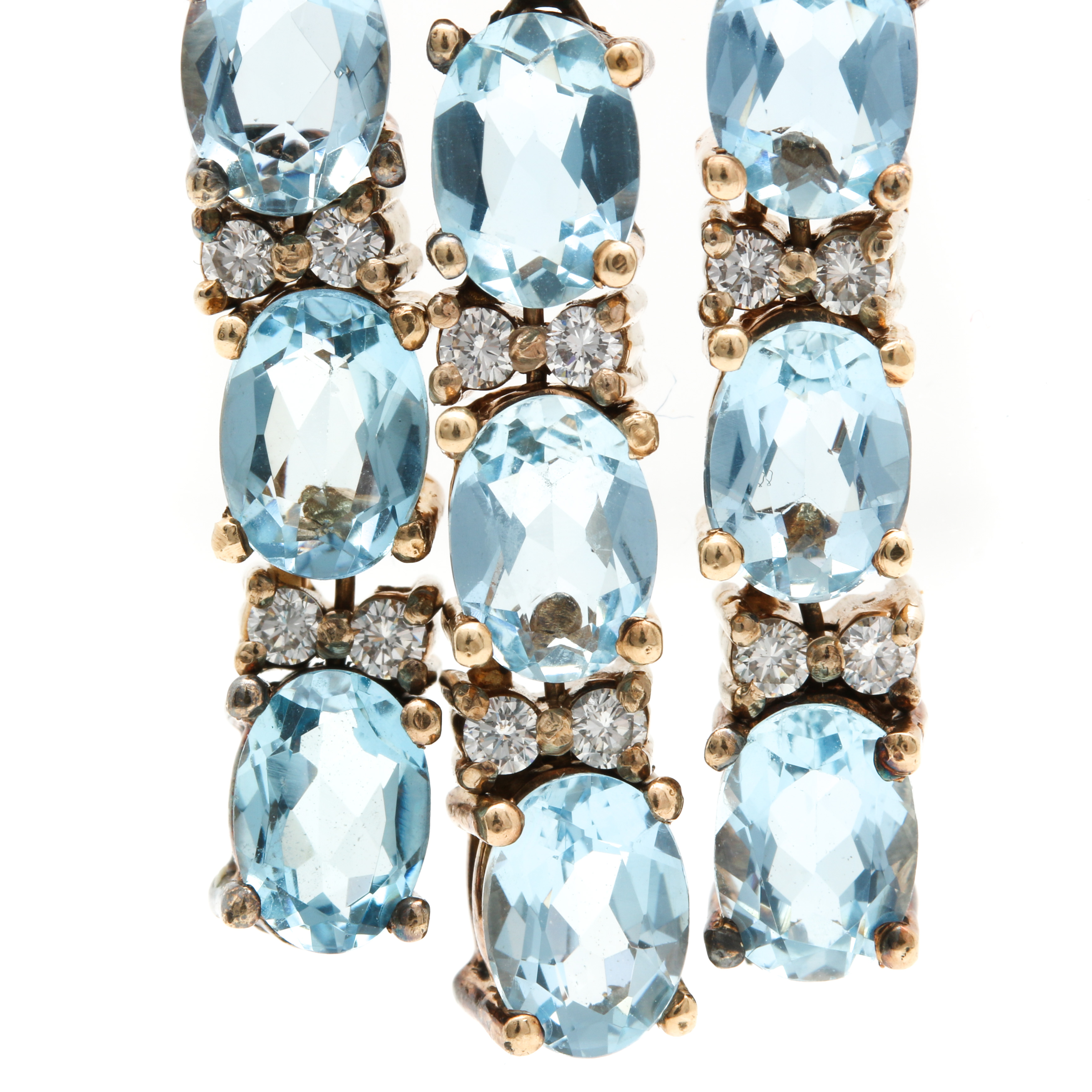 14K and 18K Yellow Gold 5.32 CTW Aquamarine and 1.69 CTW Diamond Single Earring