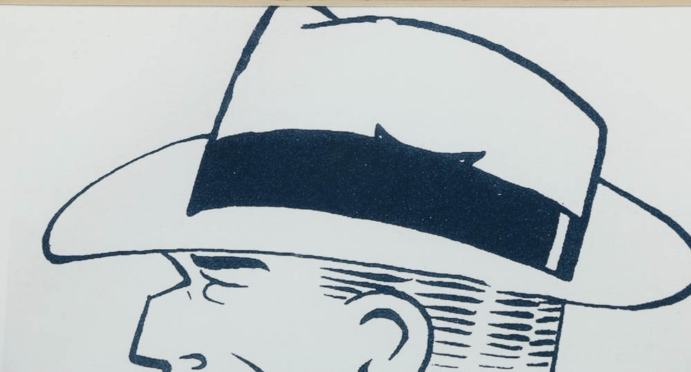 Signed Chester Gould Autograph and Reproduction Print on Paper of Dick Tracy