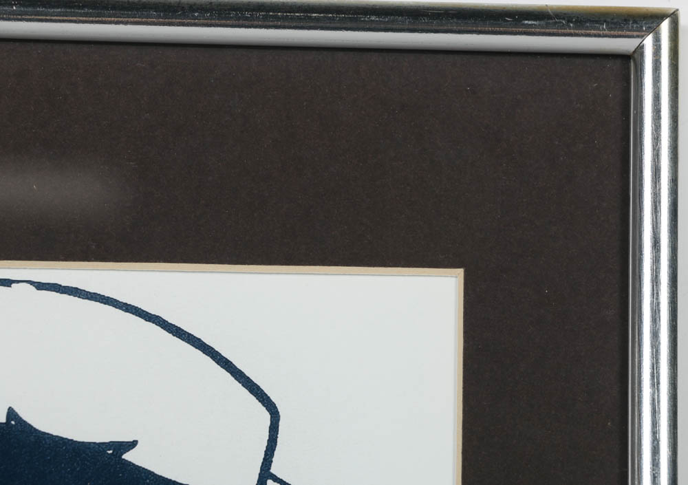 Signed Chester Gould Autograph and Reproduction Print on Paper of Dick Tracy