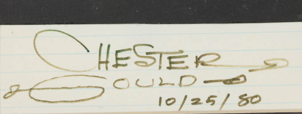 Signed Chester Gould Autograph and Reproduction Print on Paper of Dick Tracy