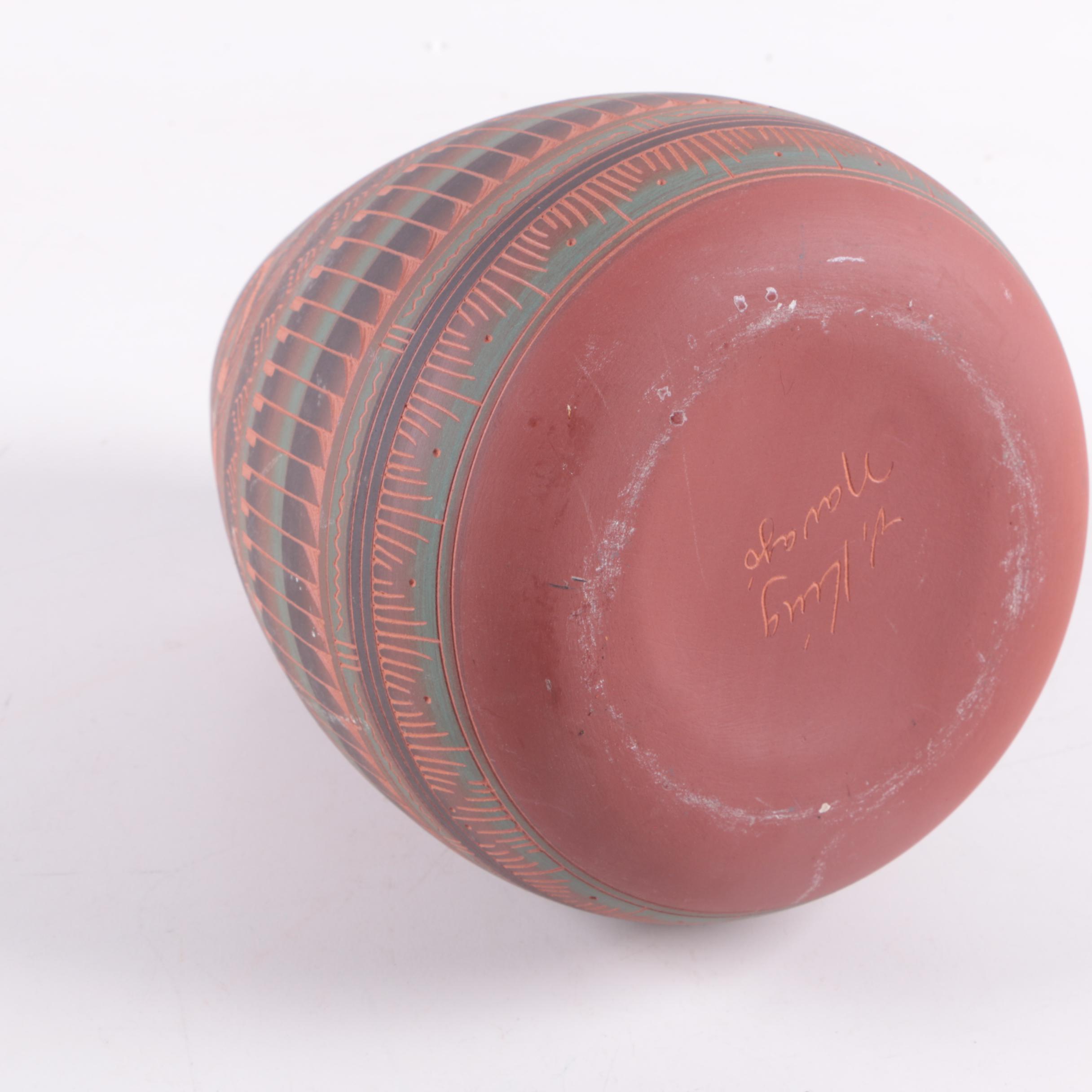 Etched Navajo Pottery Vase