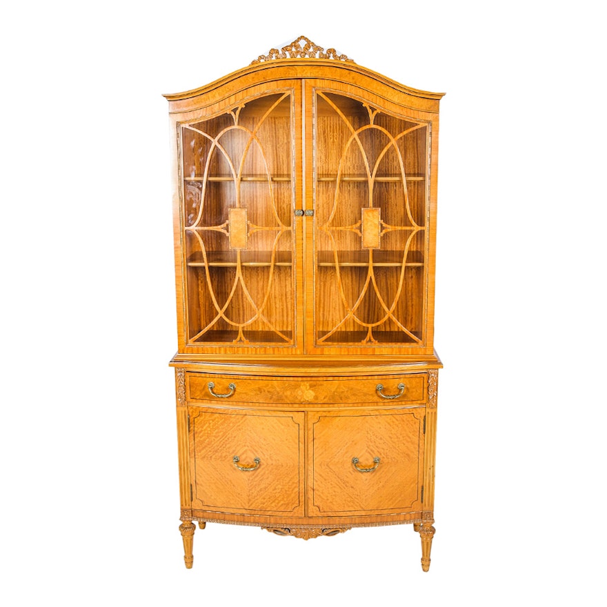 Vintage Federal Style Maple China Cabinet by Northern Furniture Company