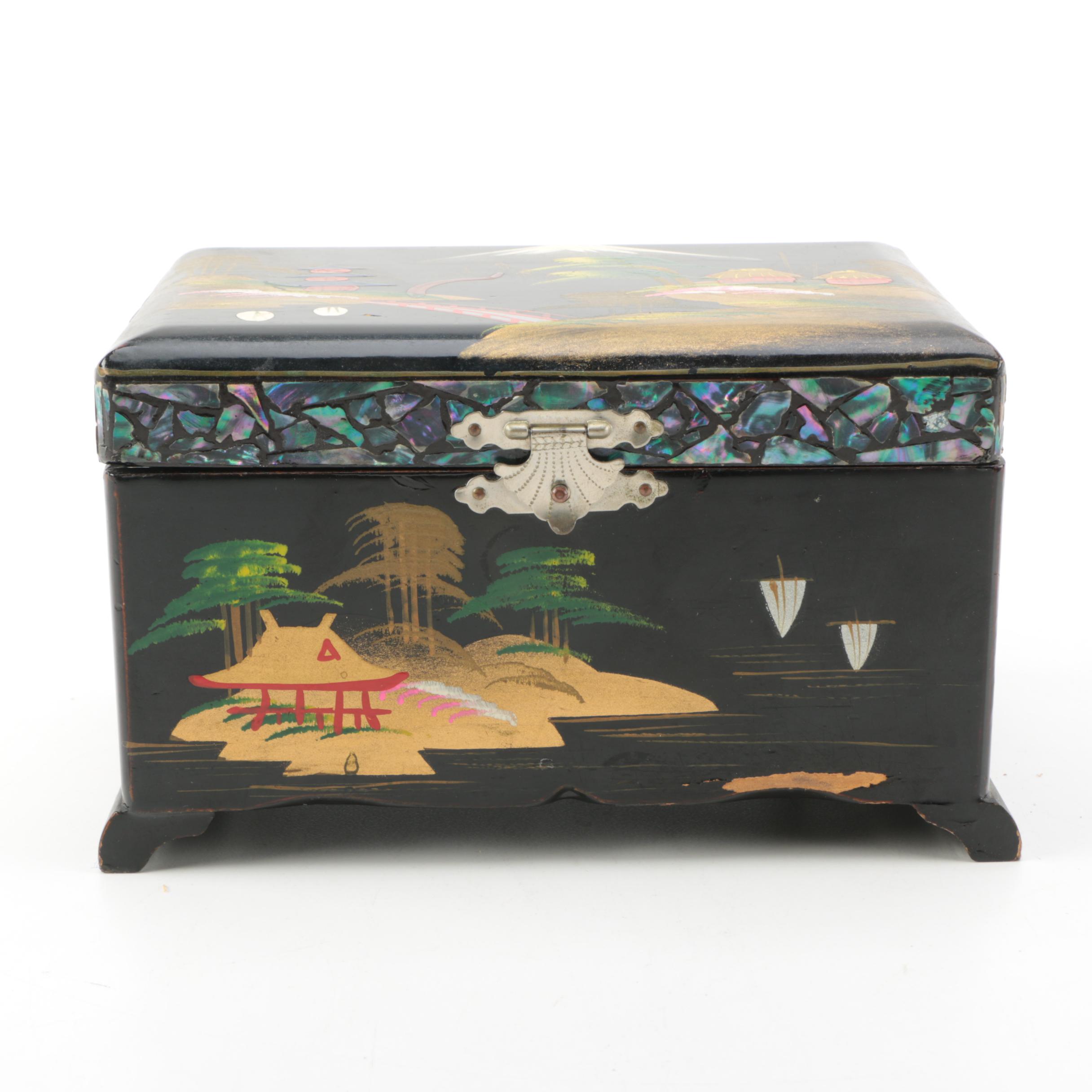 Japanese Abalone Inlay Jewelry Box