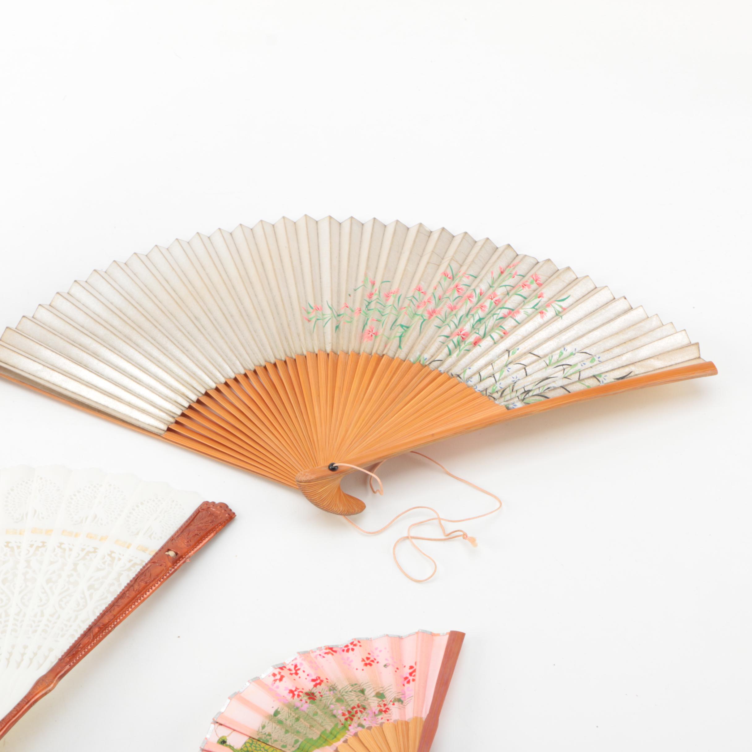 American Indian "Skookum" Doll and Vintage Folding Fans