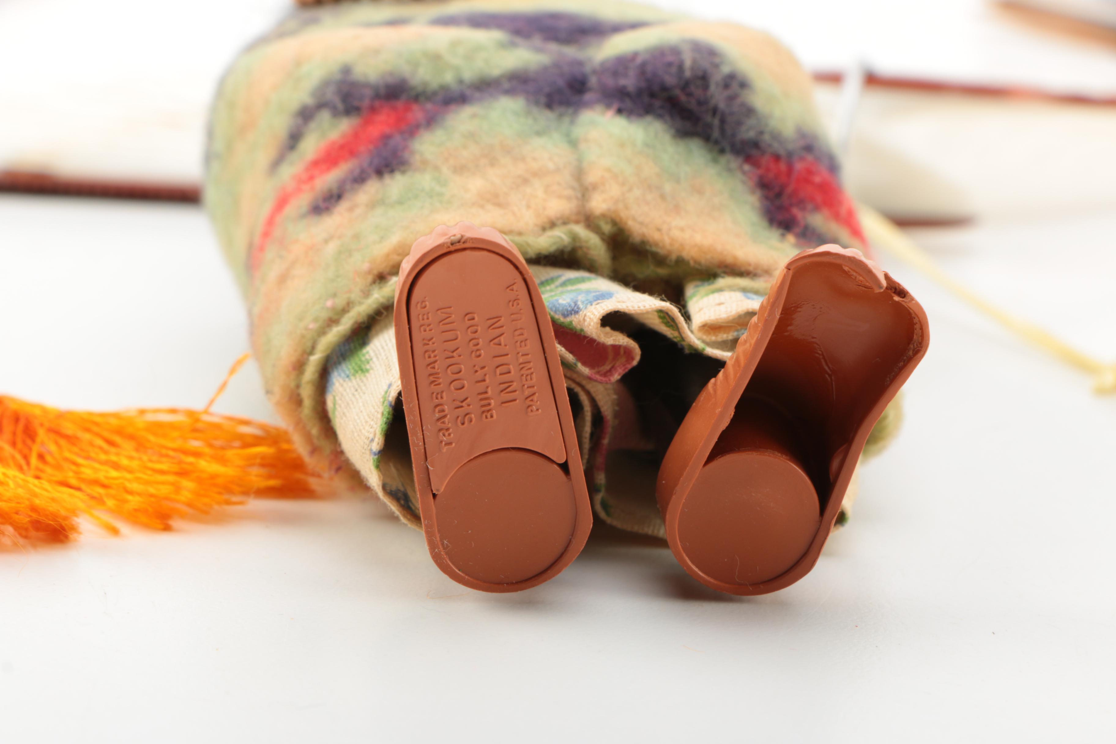 American Indian "Skookum" Doll and Vintage Folding Fans