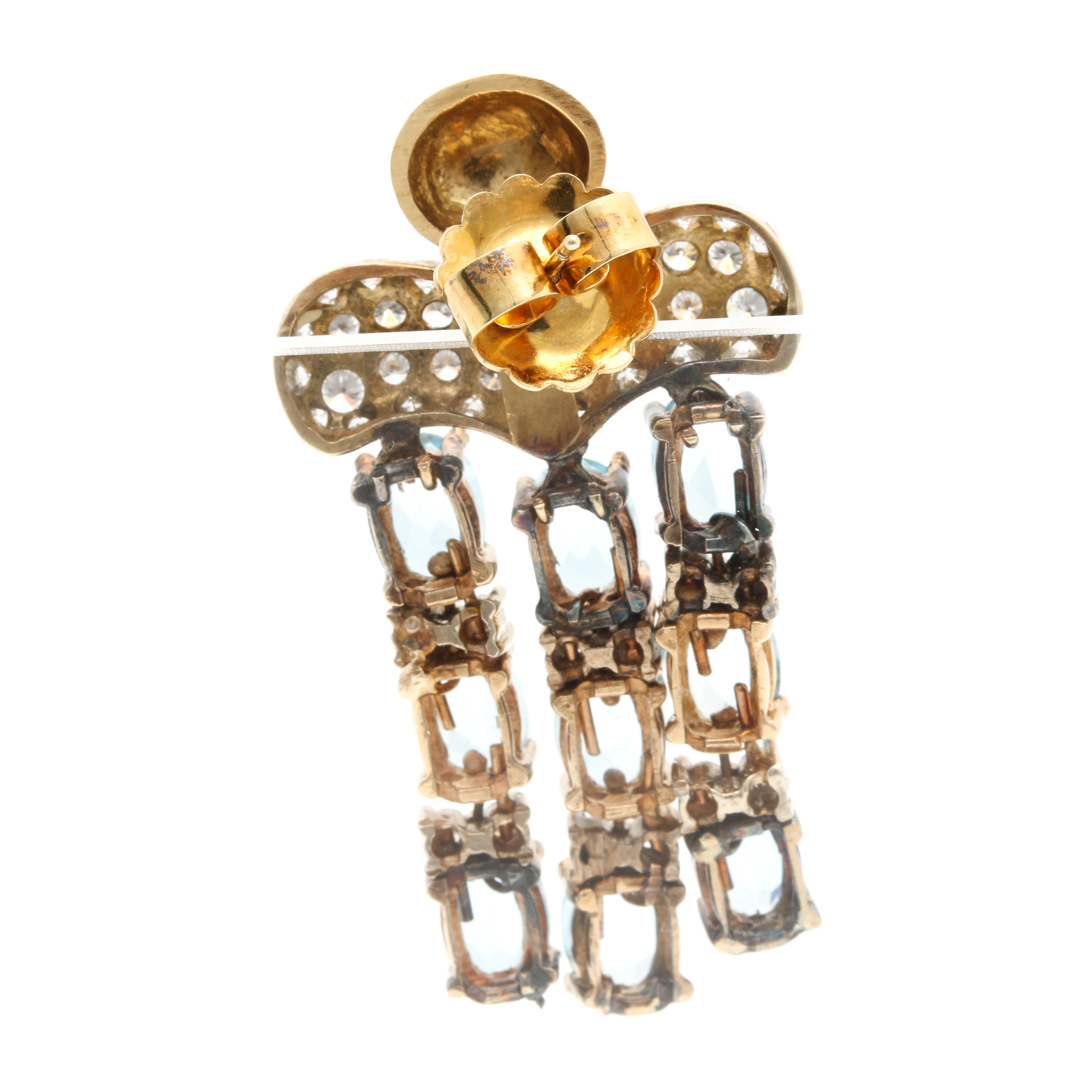 14K and 18K Yellow Gold 5.32 CTW Aquamarine and 1.69 CTW Diamond Single Earring