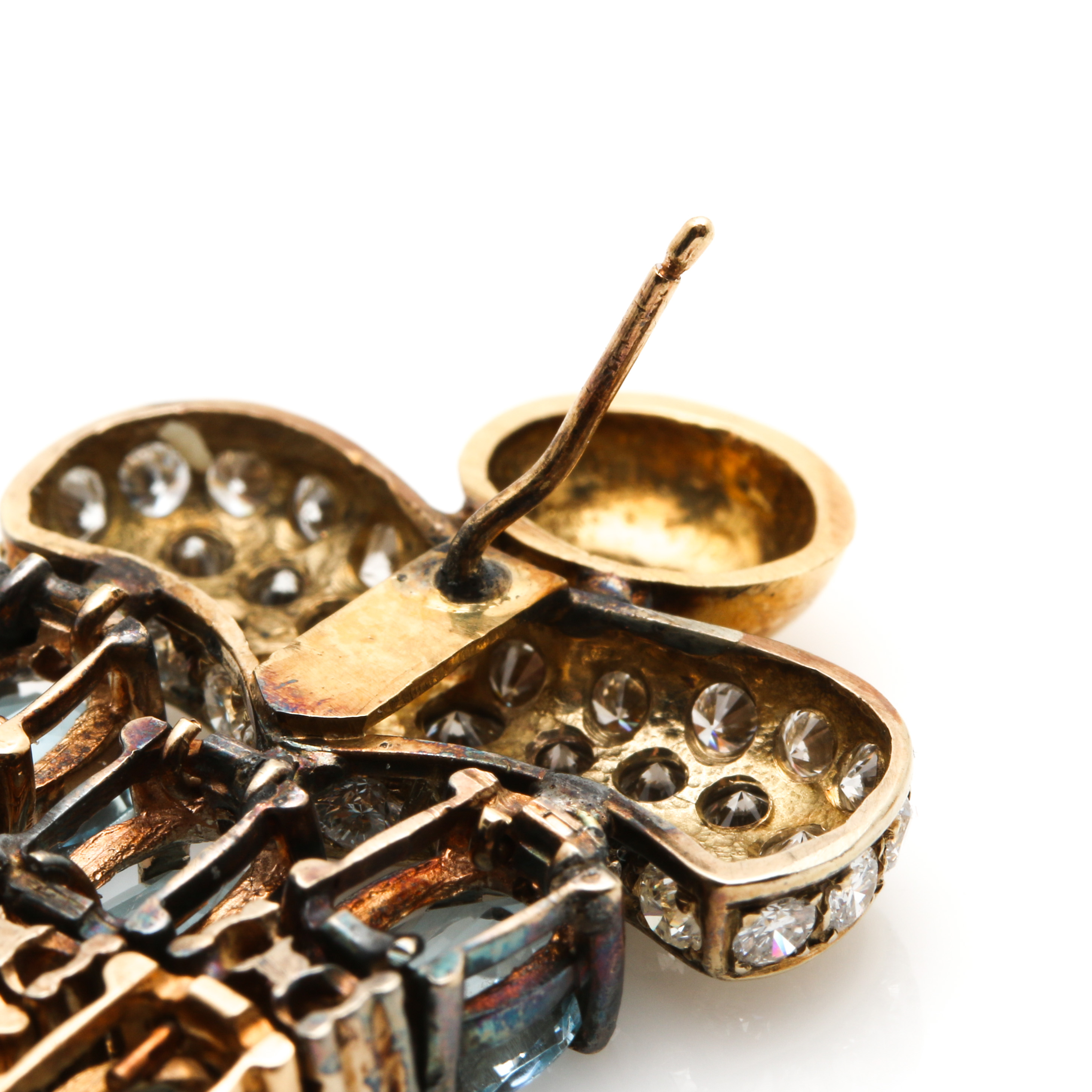 14K and 18K Yellow Gold 5.32 CTW Aquamarine and 1.69 CTW Diamond Single Earring