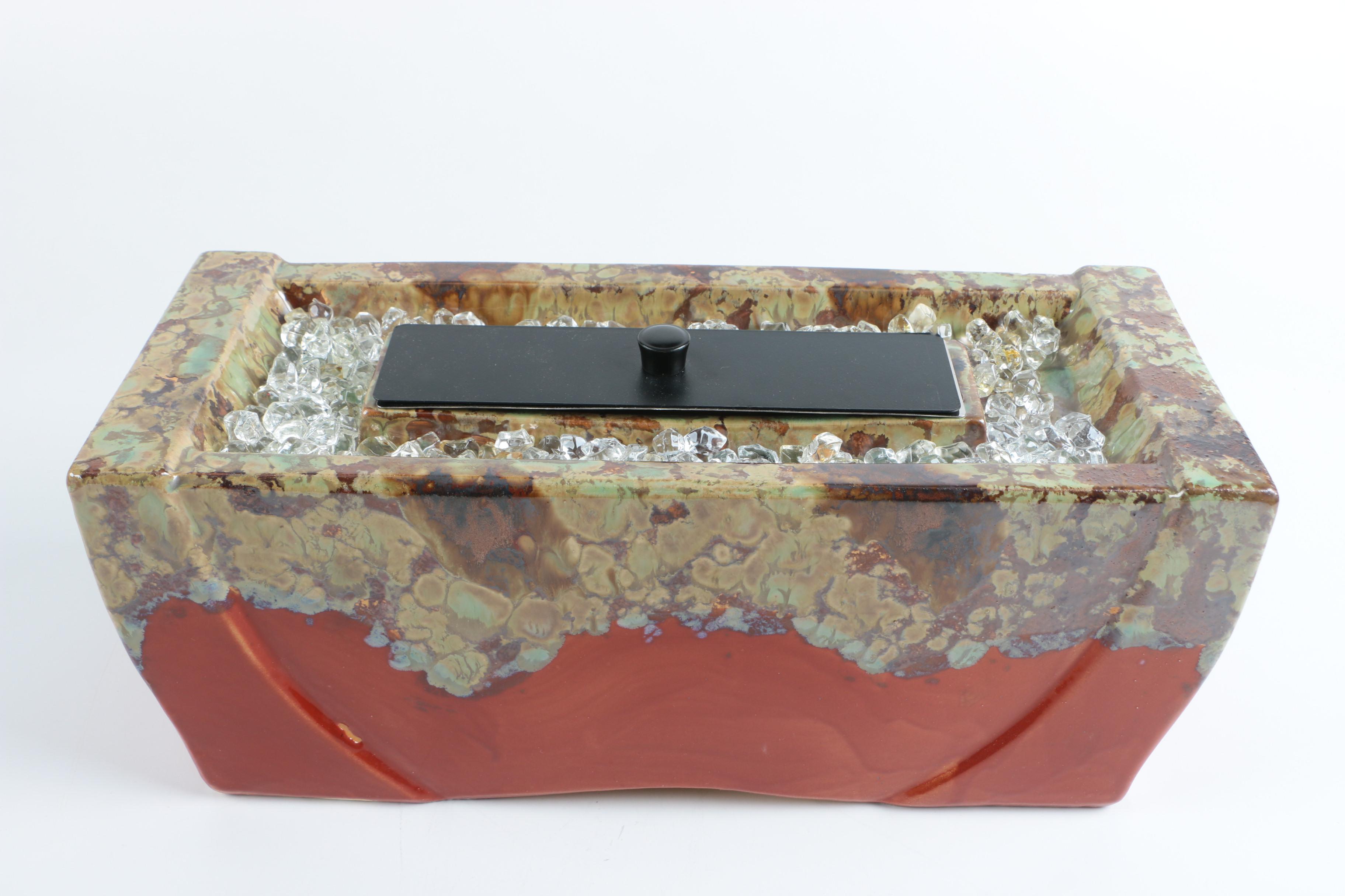 Ceramic Oil Burner With Petrified Wood Specimen